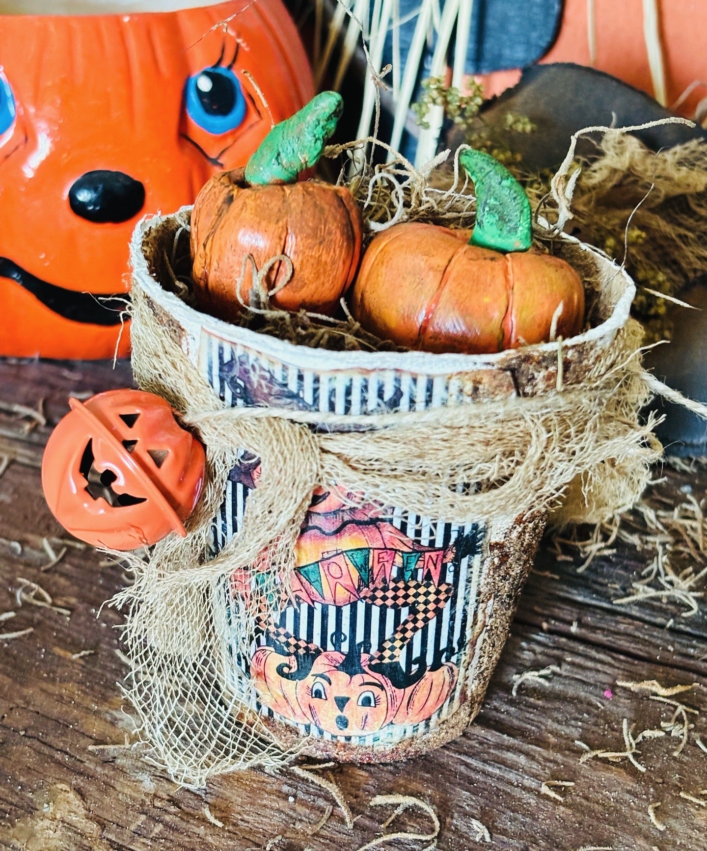 Primitive Pumpkin Patch Decor, Fall Decor, Handmade Clay Pumpkins, Primitive Pumpkins Handmade, Autumn Decor, Fall Decor, Tiered Tray