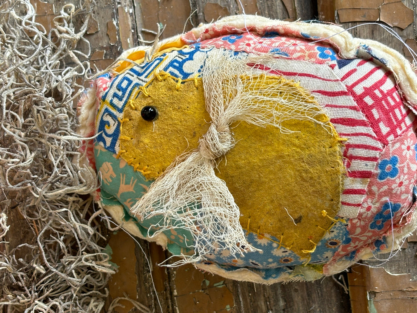 Vintage Farmhouse Quilted Easter Egg, Vintage Easter Decor, Farmhouse Spring, Easter Eggs, Appliqué Easter Egg Handmade