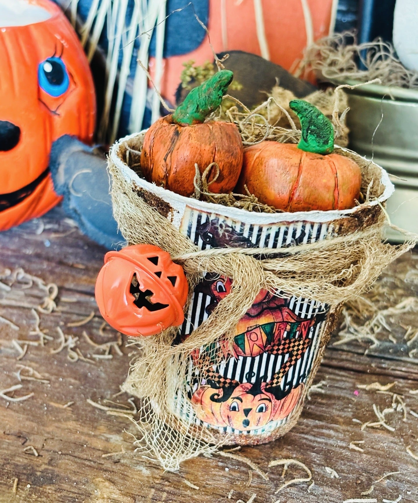 Primitive Pumpkin Patch Decor, Fall Decor, Handmade Clay Pumpkins, Primitive Pumpkins Handmade, Autumn Decor, Fall Decor, Tiered Tray