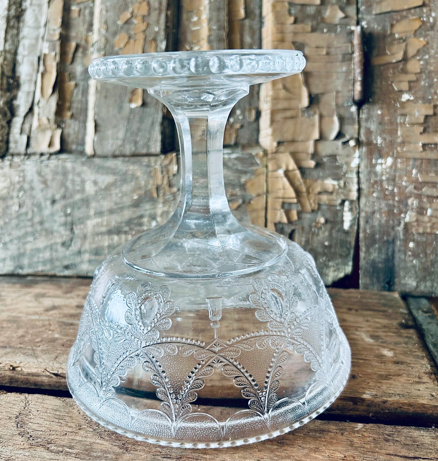 Antique Heisey Compote 1900's Locket on Chain Footed 7” tall bowl