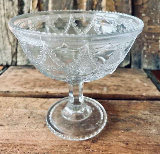 Antique Heisey Compote 1900's Locket on Chain Footed 7” tall bowl
