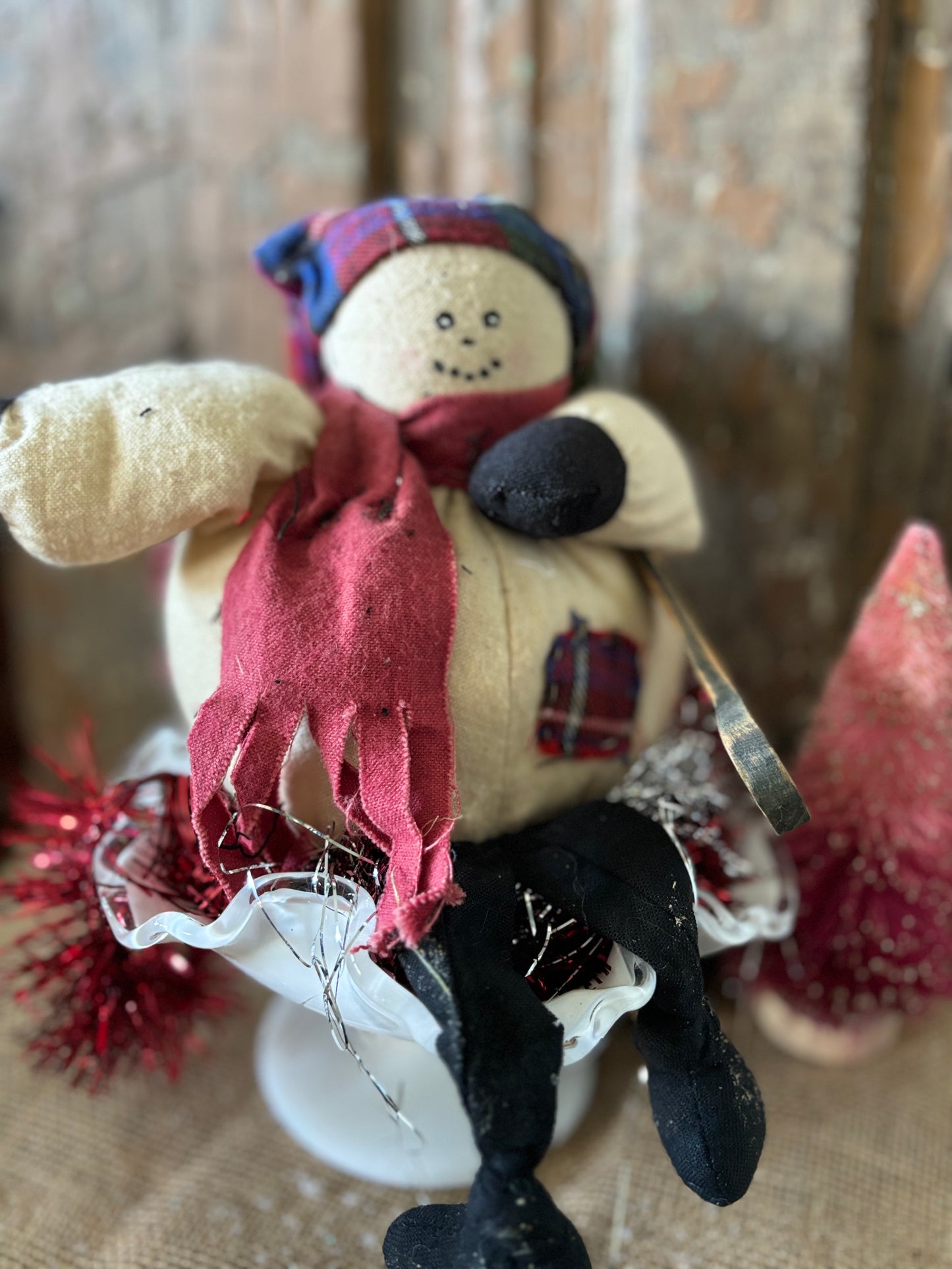 Primitive Winter Snowman Doll, Snowman Orinie, Snowmen, Snowmen Decor