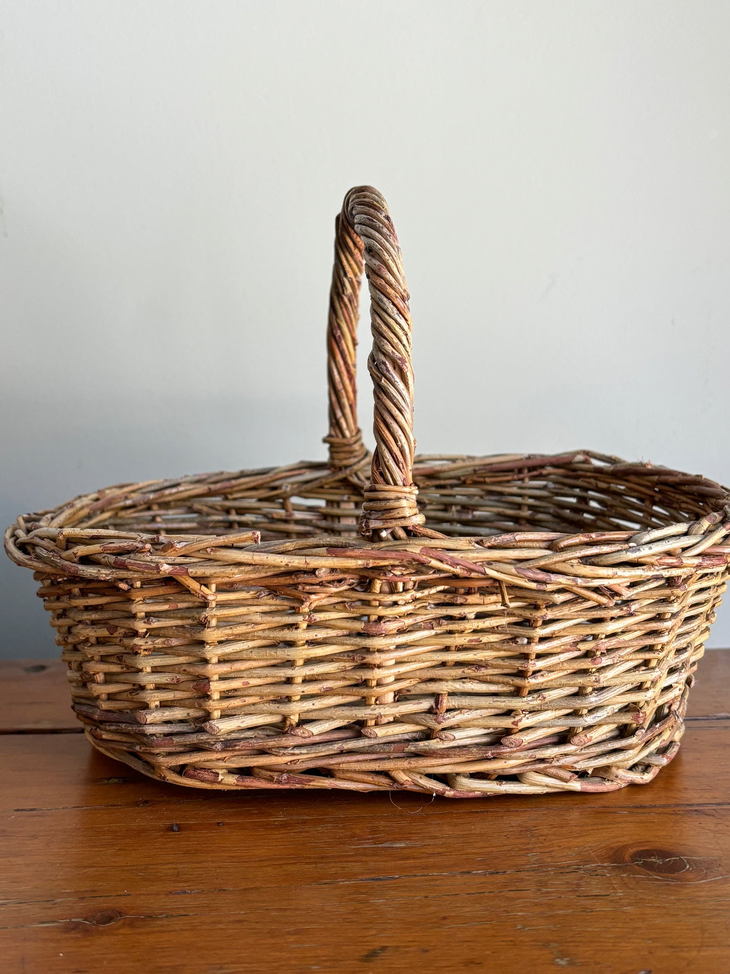 Vintage Willow Rattan Basket, Boho Decor, Boho Basket, Woven Basket, Rattan Basket, Wicker Basket, Home Storage, Modern Farmhouse