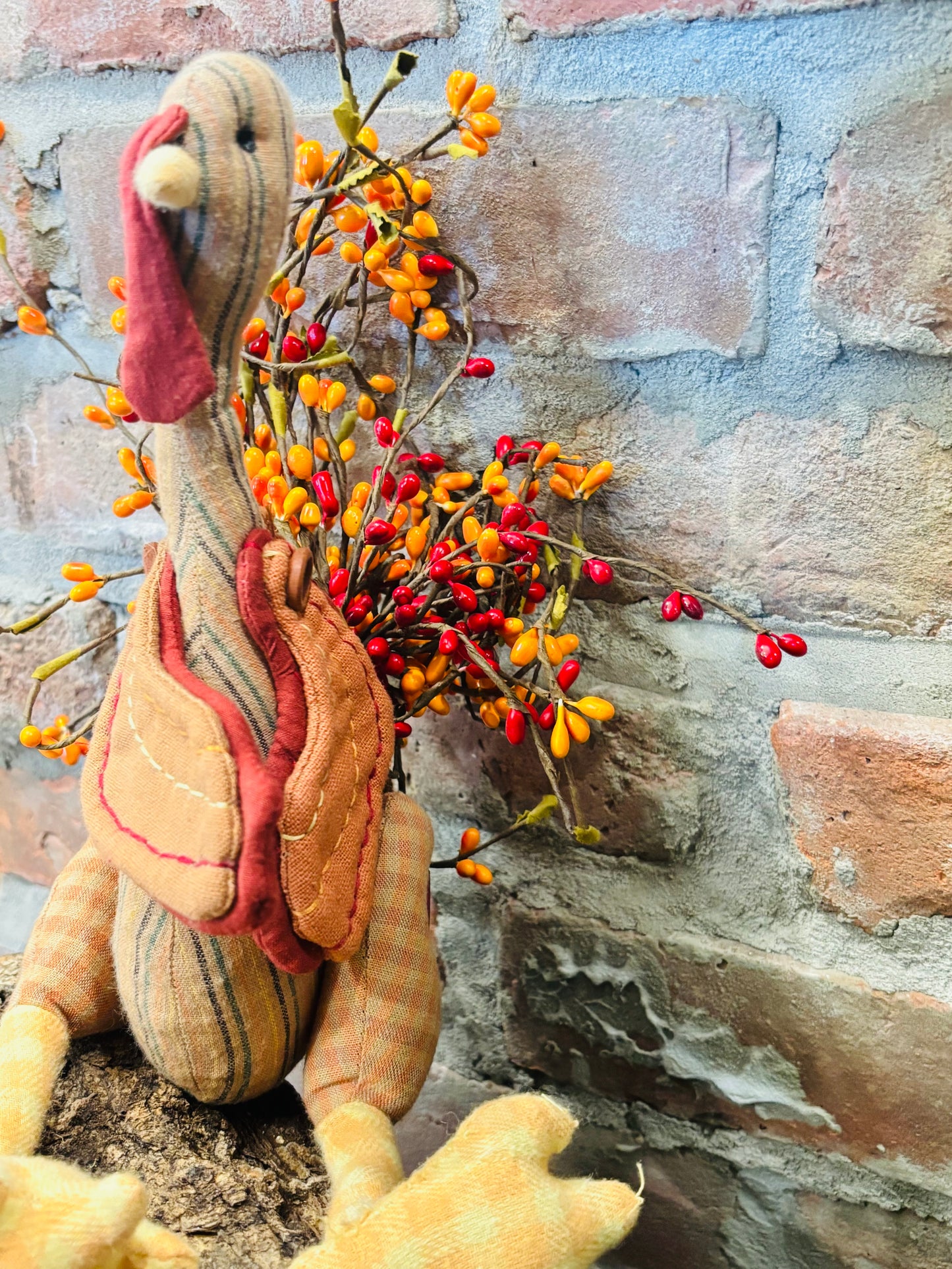 Handmade Primitive Turkey Doll, Primitive Thanksgiving Decor, Turkey decor