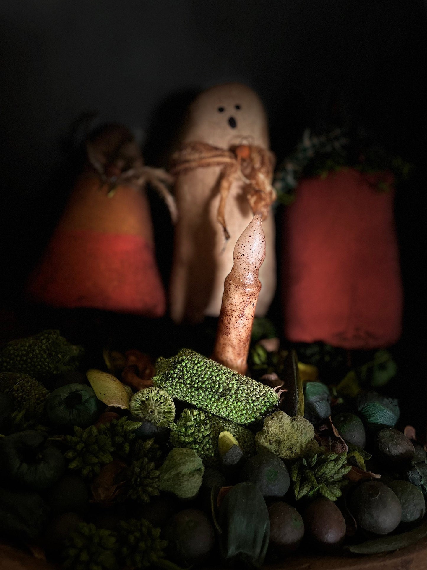 Primitive Halloween bowl filler trio - prim pumpkin - prim ghost - prim candy corn - Halloween Decor - Halloween bowl fillers - fall decor
