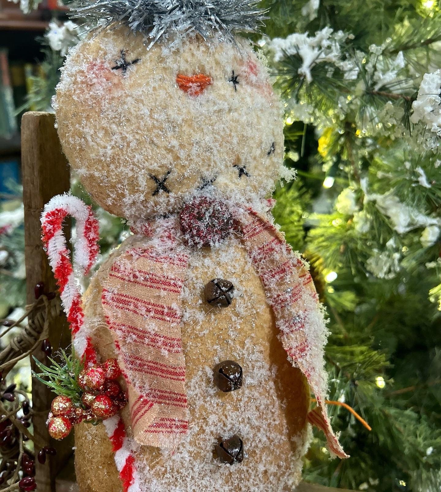 Primitive Winter Snowman Ornie Doll, Snowmen Decor, Winter Christmas Decor, Handmade Primitive Snowman