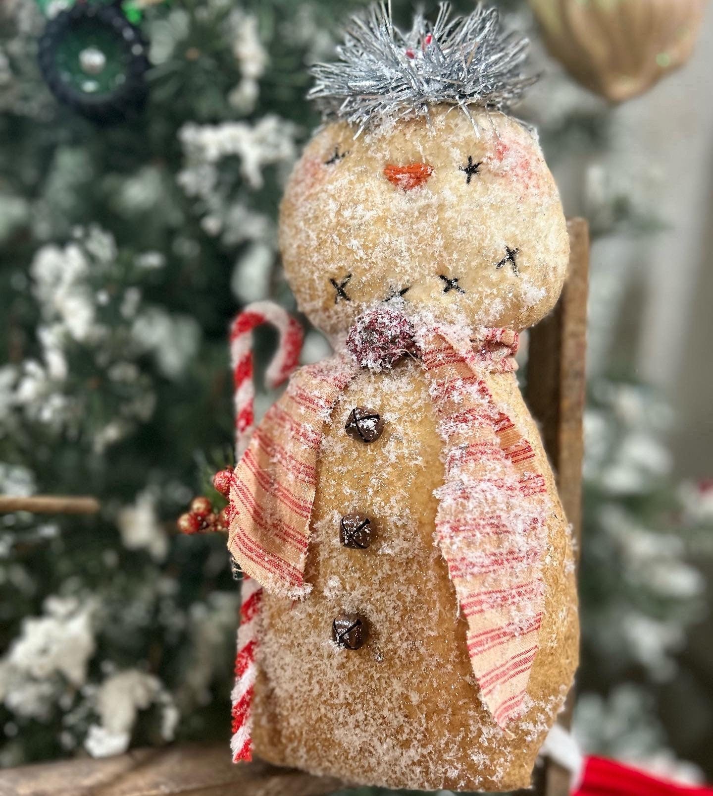 Primitive Handmade Snowman Ornie, Primitive Christmas Ornament, Snowma –  NorwoodPrimitives