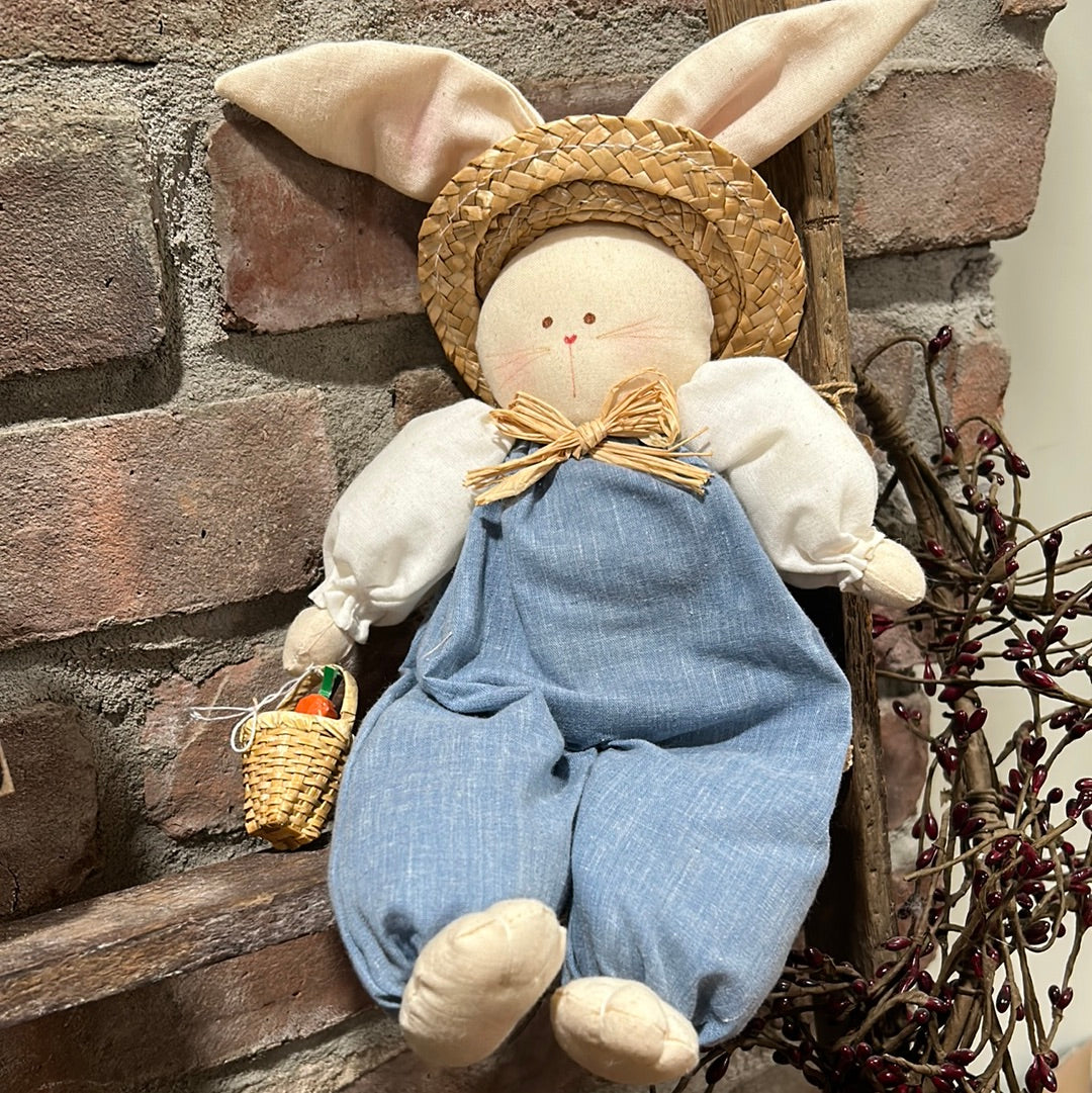 Primitive Handmade Easter Bunny Doll, Farmhouse Easter Bunny Decor, Easter Home Decor