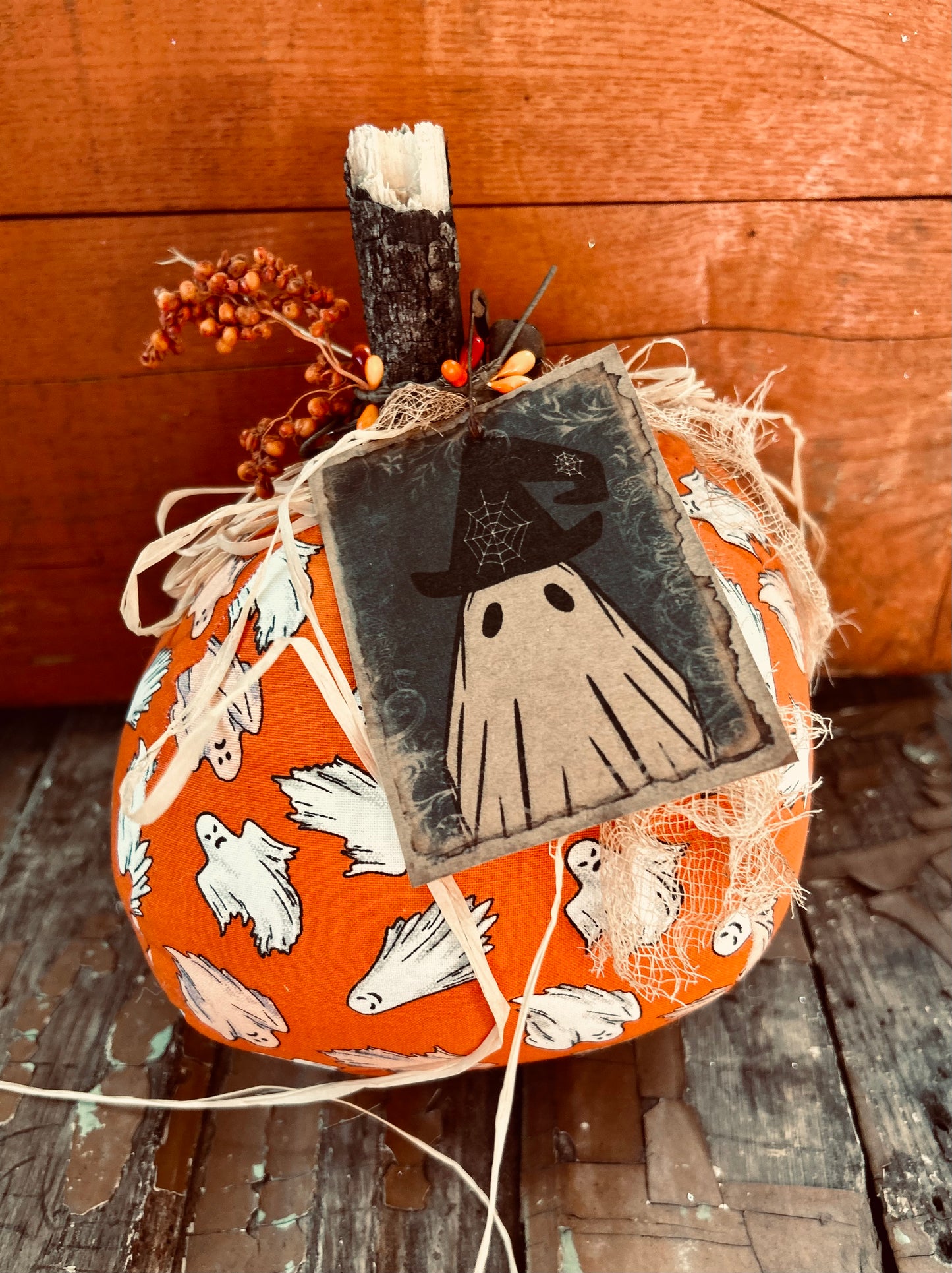 Primitive Halloween Pumpkin, Primitive Ghost Pumpkin, Fall Decor, Halloween Decor