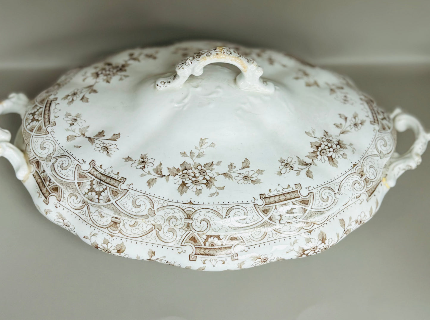 Antique Henry Alcock & Co Elite Oval Covered Vegetable Dish Tureen England~Covered Oval Casserole/Vegetable Serving Dish Floral SIGNED