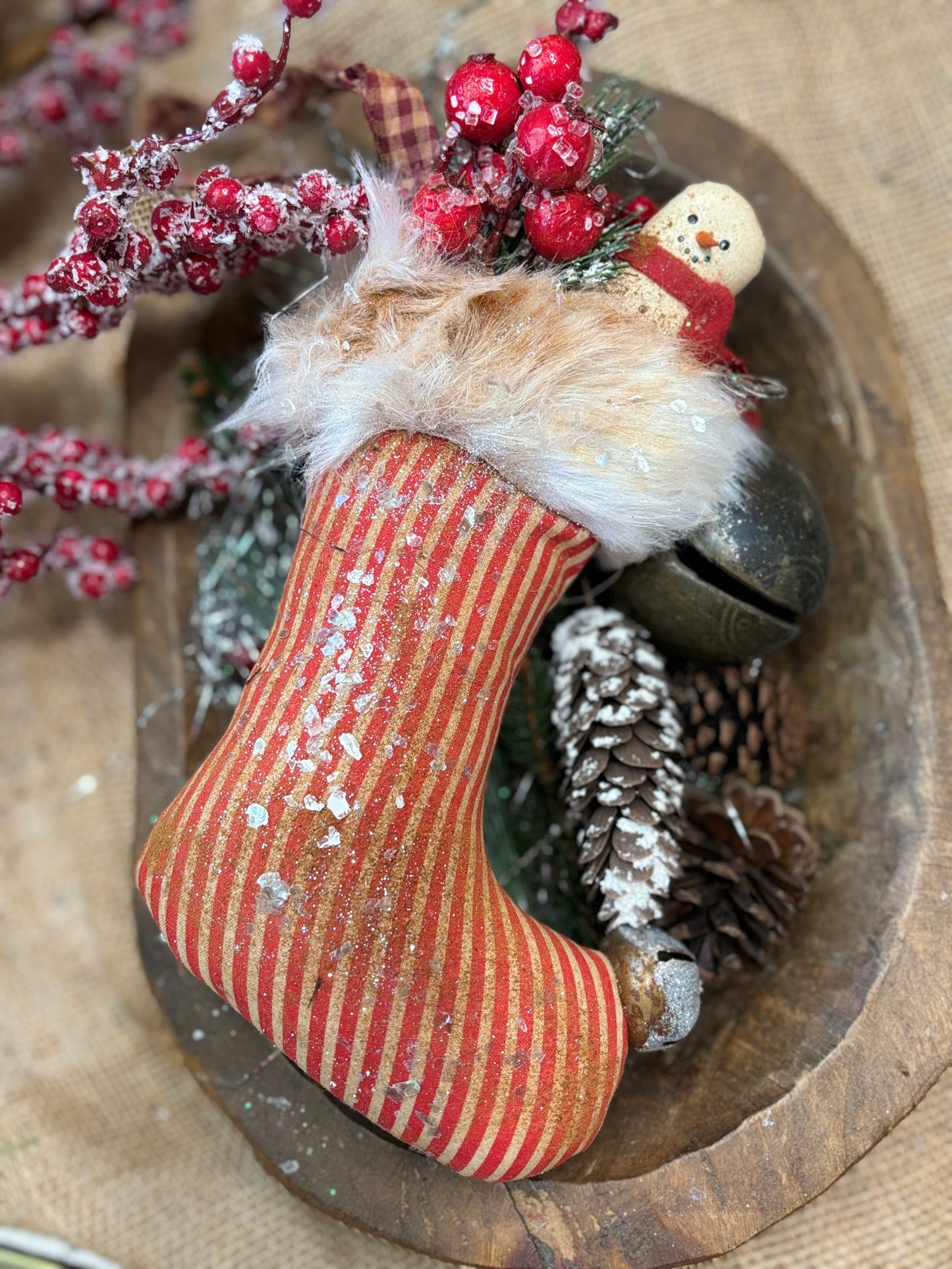 Primitive Christmas Santa Boot Ornament, Primitive Primitive Christmas Decor, Santa Boot Ornies, Snowman Ornies, Holiday Decor