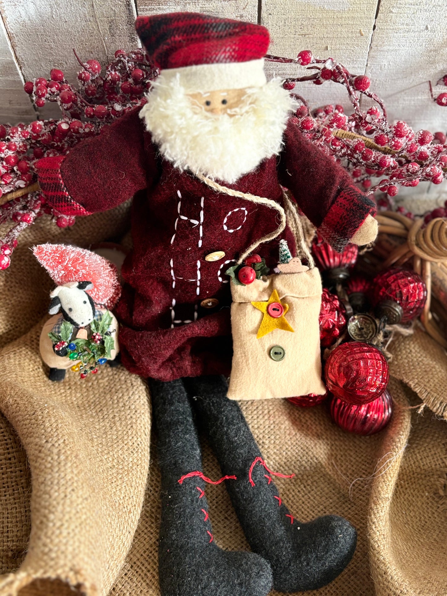 Primitive Santa Claus, Olde Saint Nick, Primitive Christmas, Handmade Primitive Folk Art, Christmas Folk Art Doll, Santa Doll