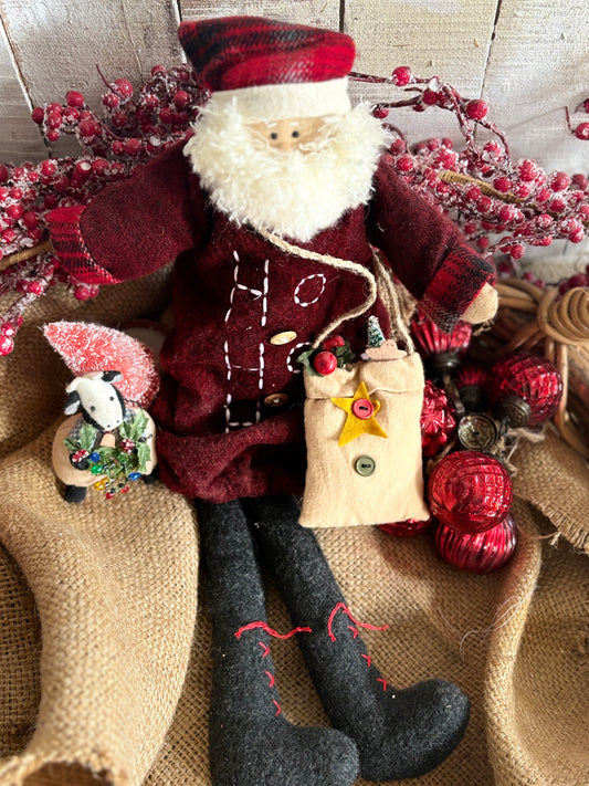 Primitive Santa Claus, Olde Saint Nick, Primitive Christmas, Handmade Primitive Folk Art, Christmas Folk Art Doll, Santa Doll