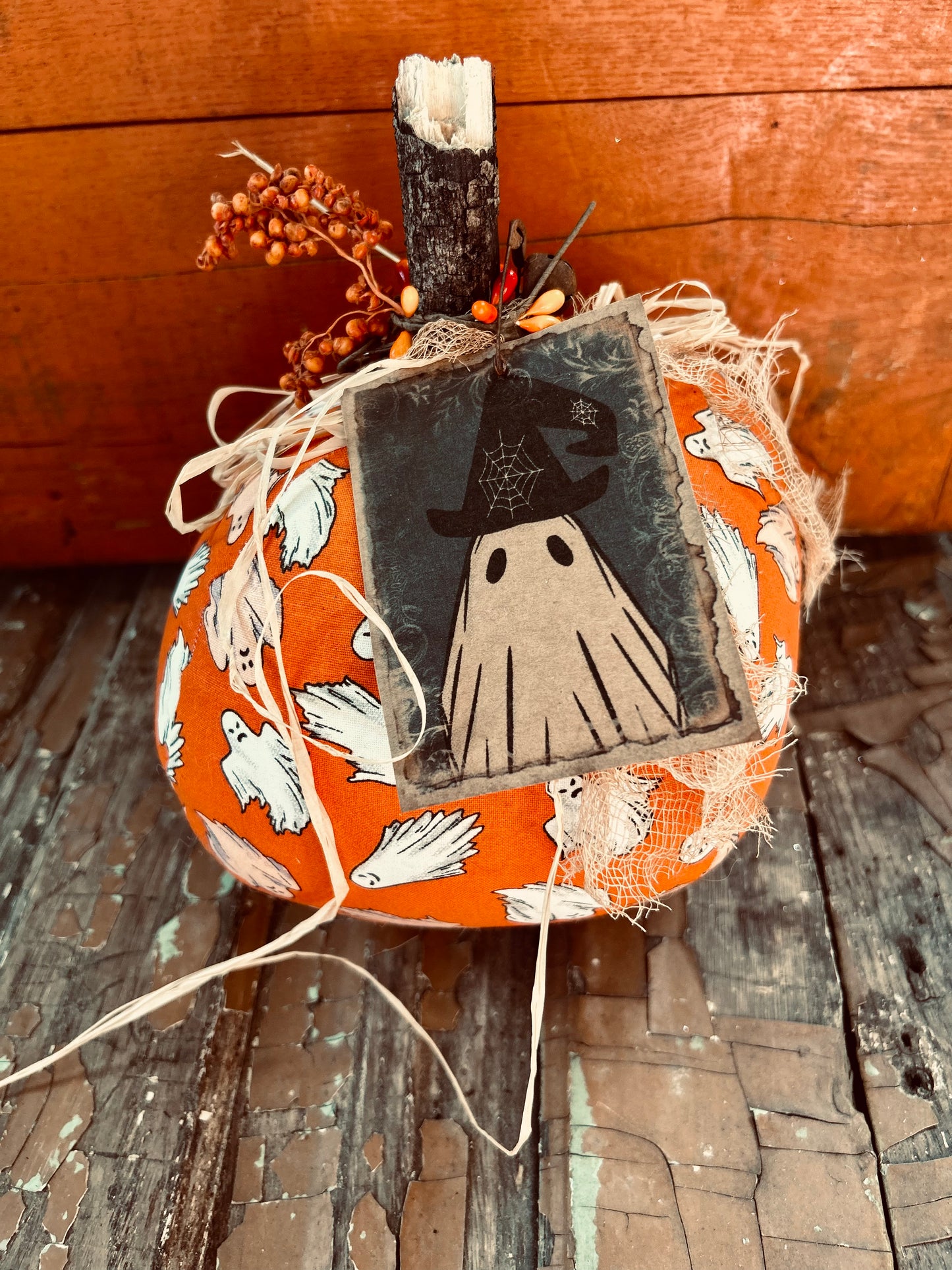 Primitive Halloween Pumpkin, Primitive Ghost Pumpkin, Fall Decor, Halloween Decor