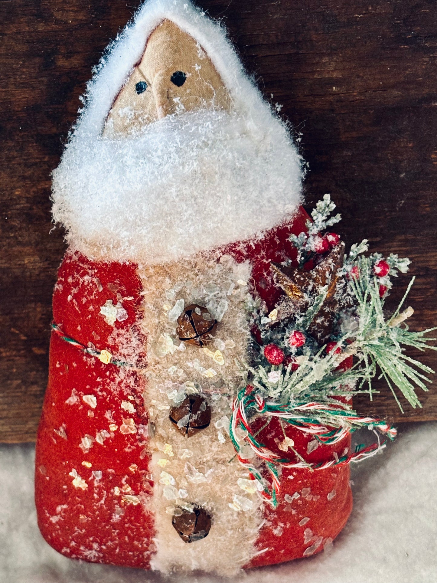 Primitive Santa Claus, Olde Saint Nick, Primitive Christmas Ornie, Handmade Primitive Folk Art, Christmas Folk Art Doll, Red Santa