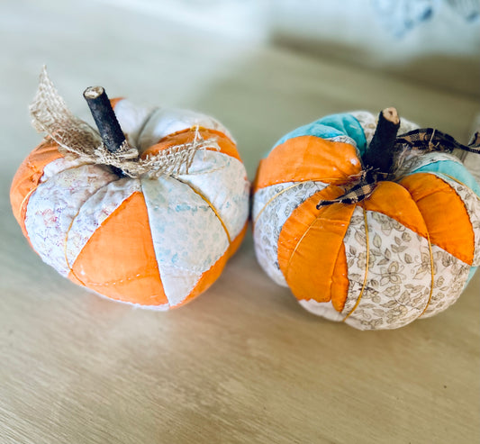 Vintage Quilted Pumpkins, Handmade Fall Pumpkins, Fall Decor, Farmhouse Pumpkins, Farmhouse Primitive Fall Decor