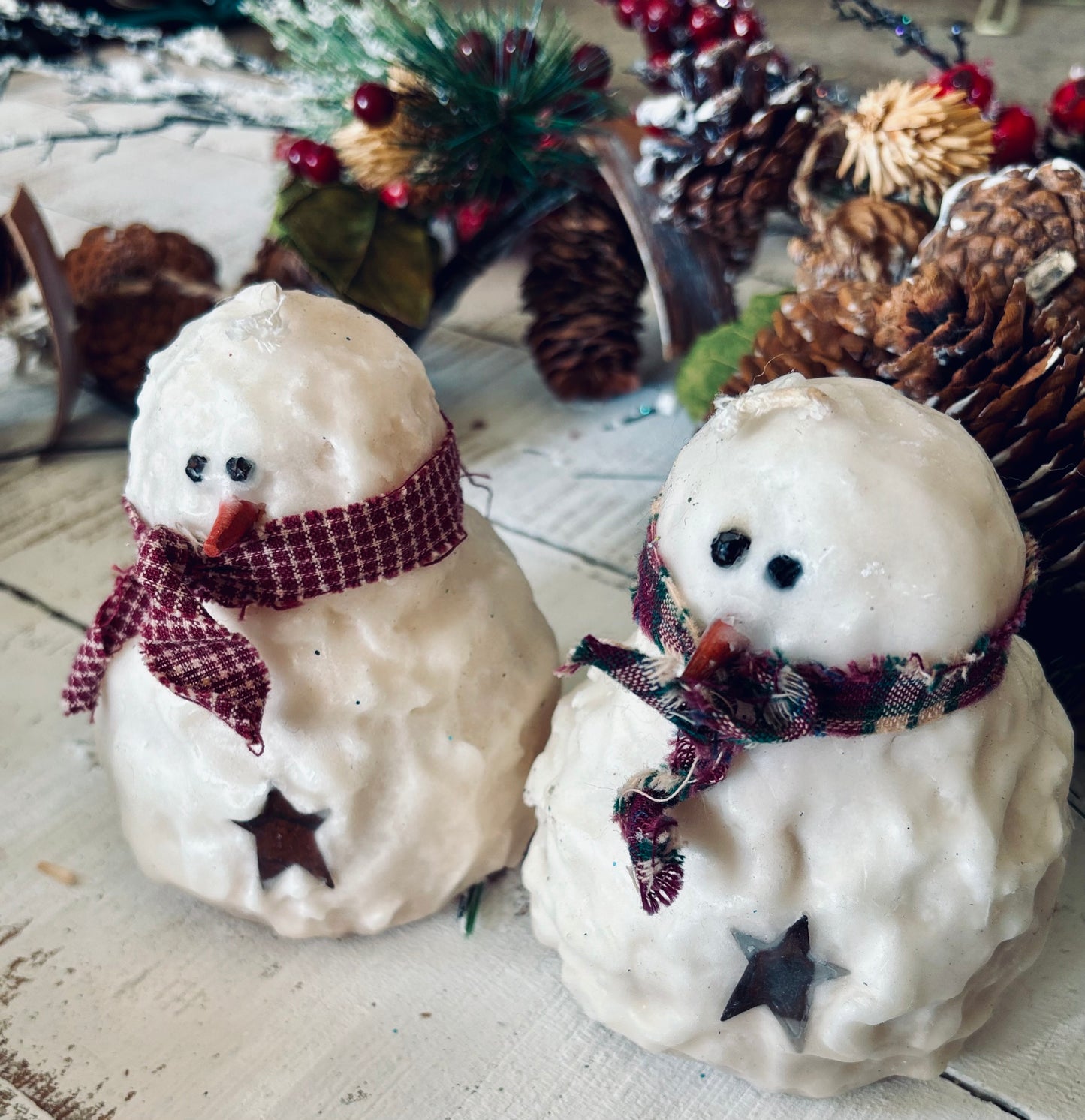 Handmade Primitive Snowman Candle set, Christmas Gifts, Primitive Snowmen Candles, Bumpy Grubby Candles, Primitive Christmas, Winter Decor