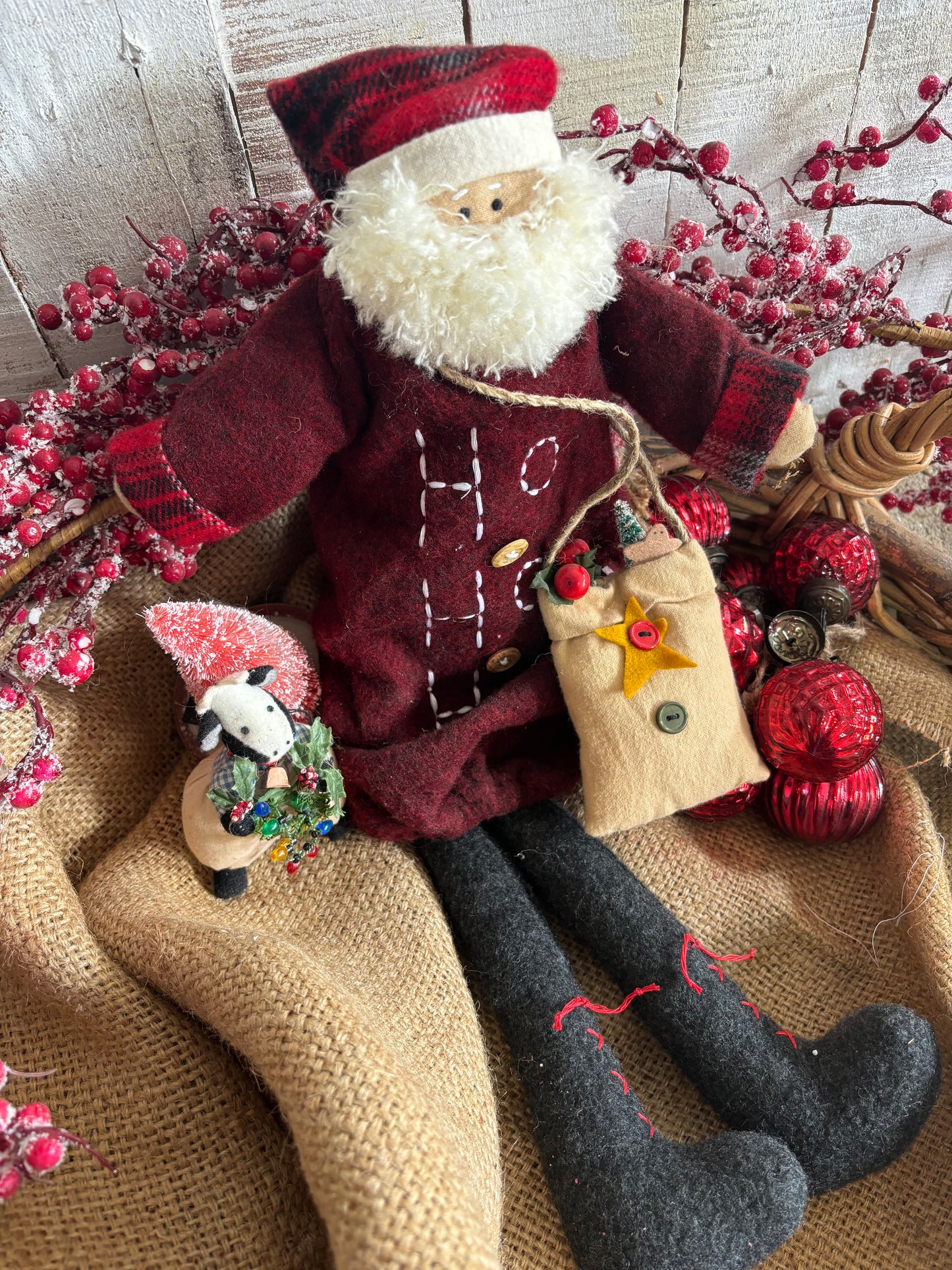 Primitive Santa Claus, Olde Saint Nick, Primitive Christmas, Handmade Primitive Folk Art, Christmas Folk Art Doll, Santa Doll