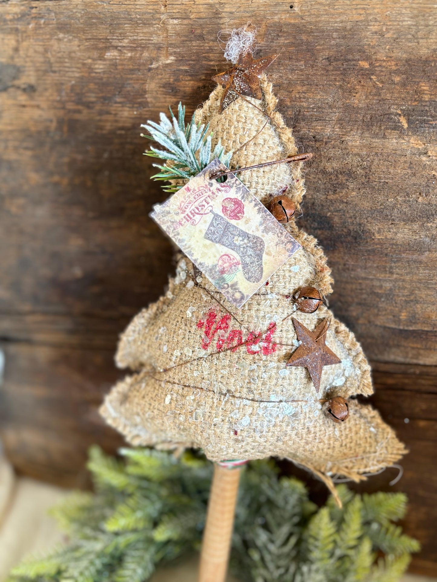 Handmade Primitive Burlap Christmas Trees, Rustic Christmas Trees, Holiday Decor, Woodland Christmas, Primitive Trees, Rustic Woodland Decor