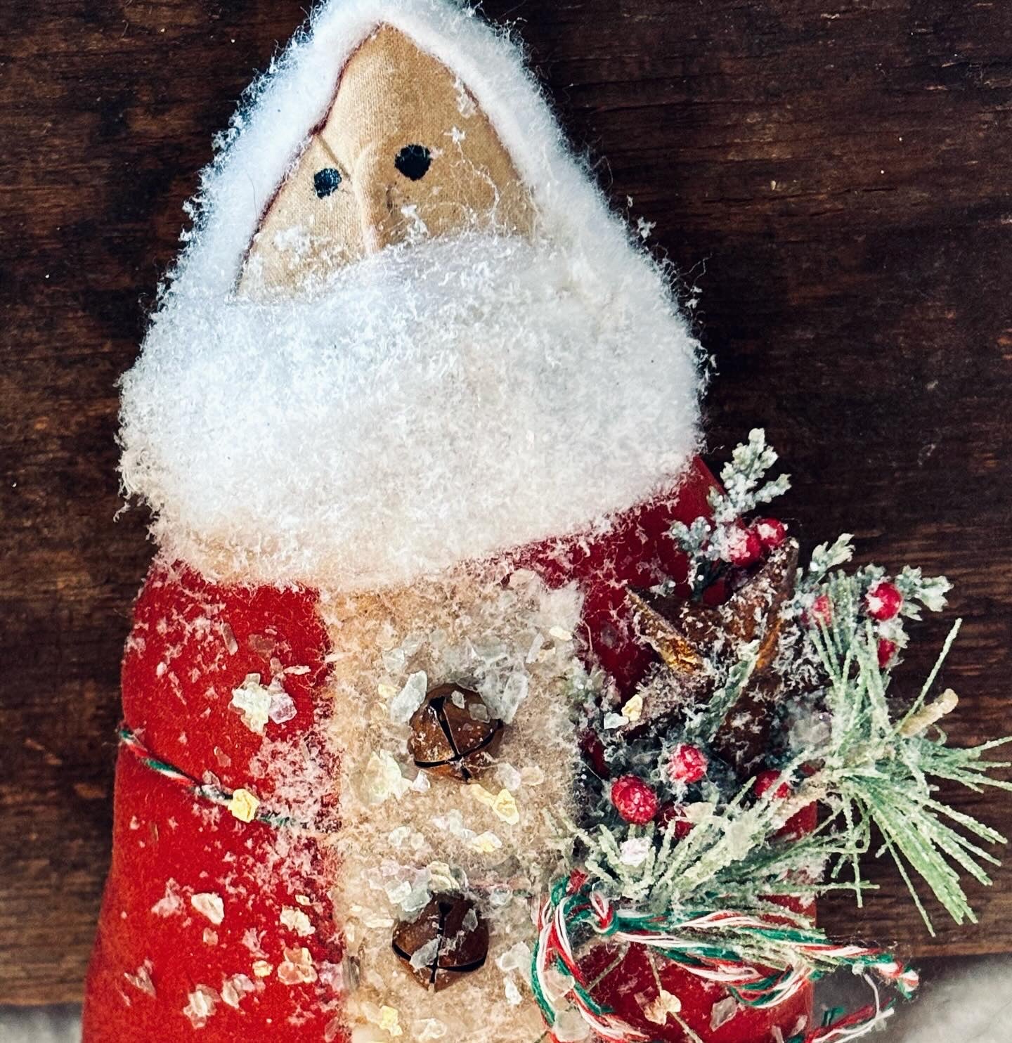 Primitive Santa Claus, Olde Saint Nick, Primitive Christmas Ornie, Handmade Primitive Folk Art, Christmas Folk Art Doll, Red Santa