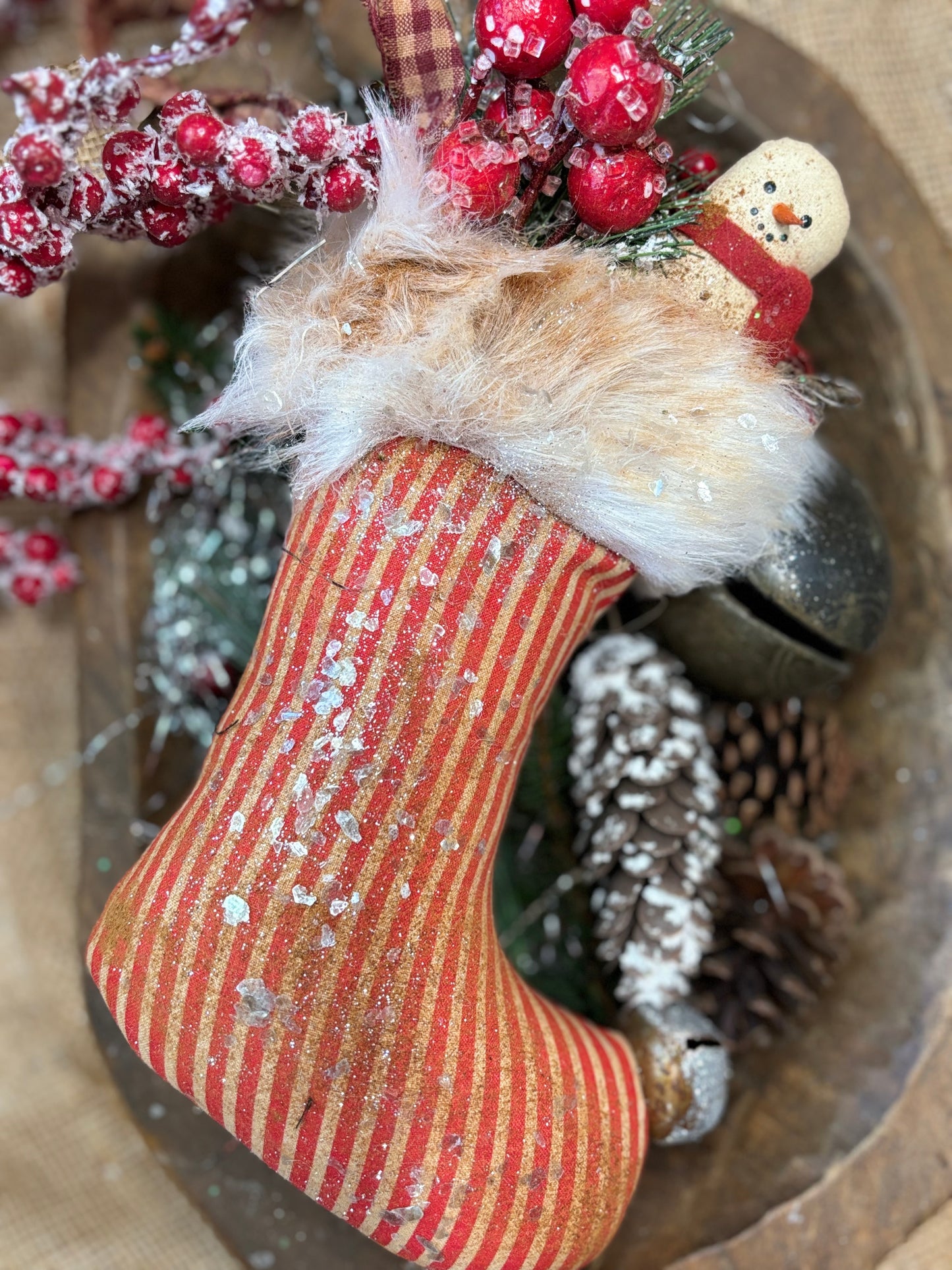 Primitive Christmas Santa Boot Ornament, Primitive Primitive Christmas Decor, Santa Boot Ornies, Snowman Ornies, Holiday Decor