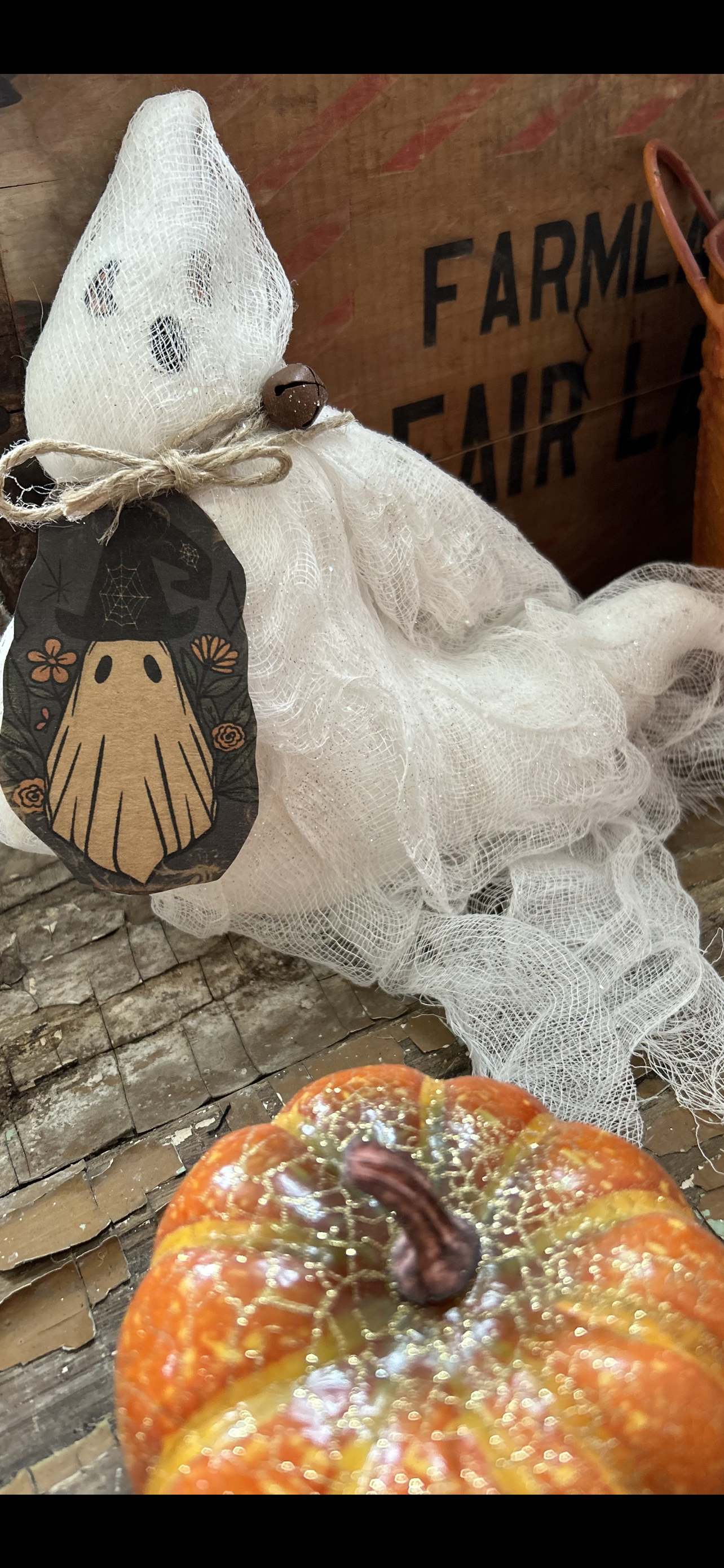 Primitive Ghost Bowl Filler, Handmade Primitive Ghost, Sparkling Ghost, Halloween Decor, Primitive Halloween, Fall Decor