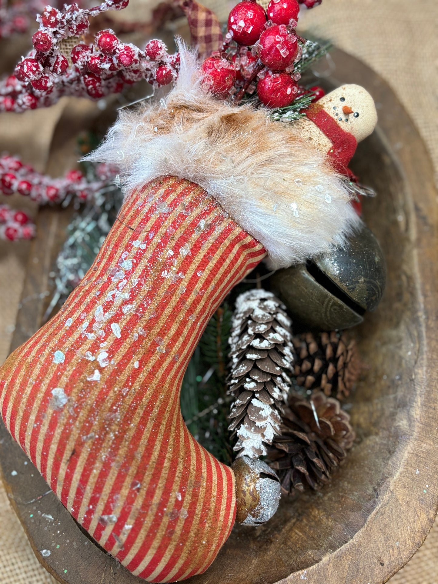 Primitive Christmas Santa Boot Ornament, Primitive Primitive Christmas Decor, Santa Boot Ornies, Snowman Ornies, Holiday Decor