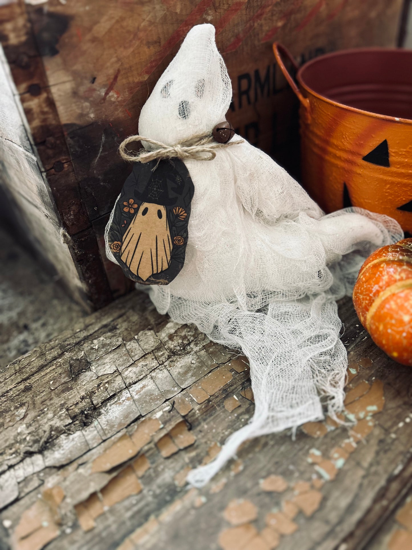 Primitive Ghost Bowl Filler, Handmade Primitive Ghost, Sparkling Ghost, Halloween Decor, Primitive Halloween, Fall Decor