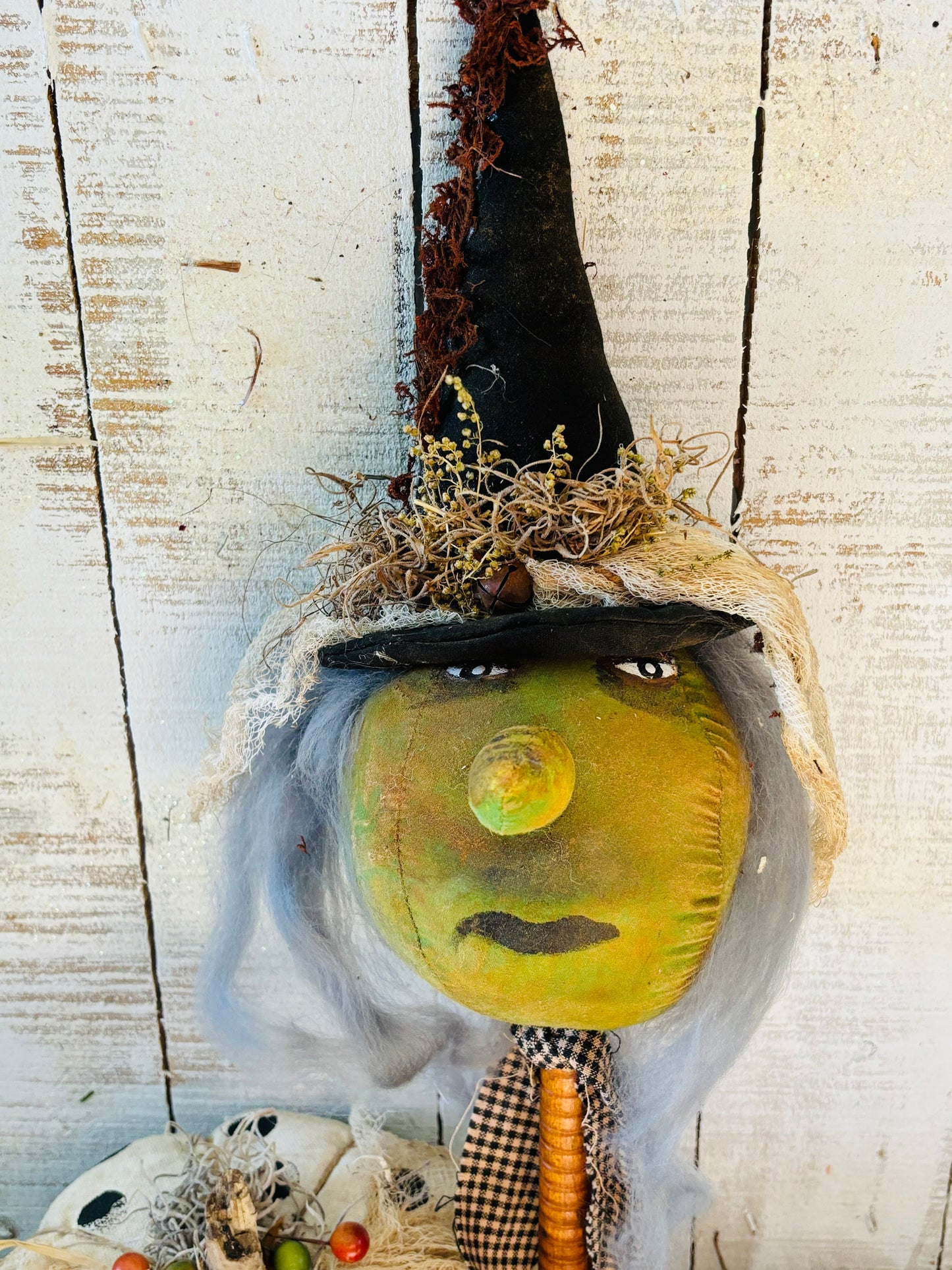 Primitive Halloween Folk Art Witch, Salem Halloween Witch Doll, Handmade Halloween Decor, Spooky Witch