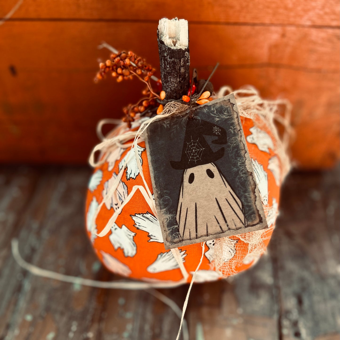 Primitive Halloween Pumpkin, Primitive Ghost Pumpkin, Fall Decor, Halloween Decor