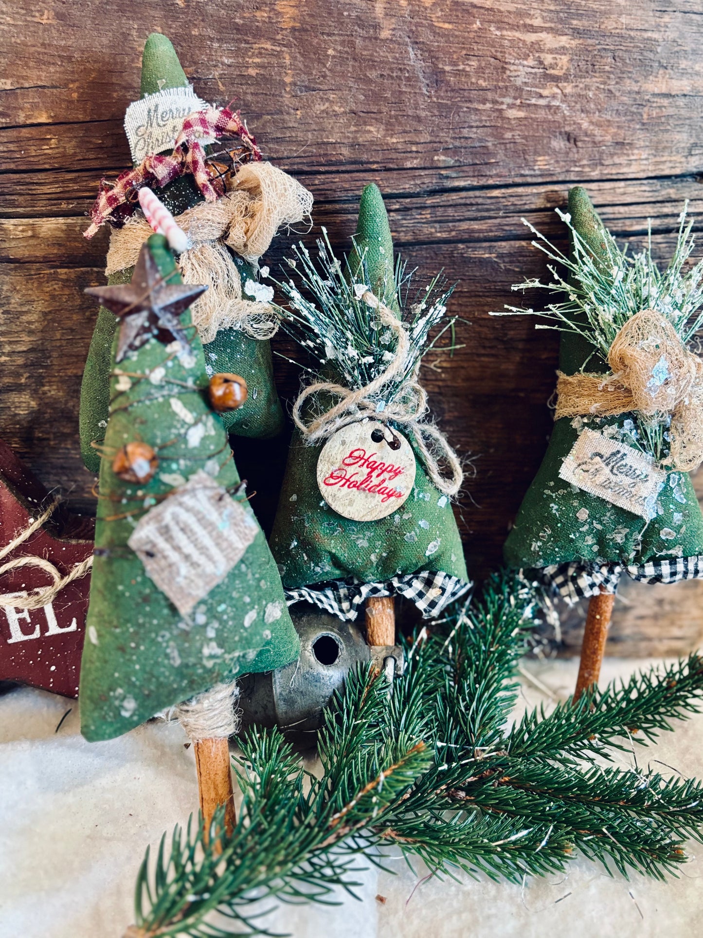 Handmade Christmas Tree Pokes, Primitive Bowl Fillers, Christmas Tree Ornies, Rustic Primitive Christmas Decor, Holiday Decor, Christmas