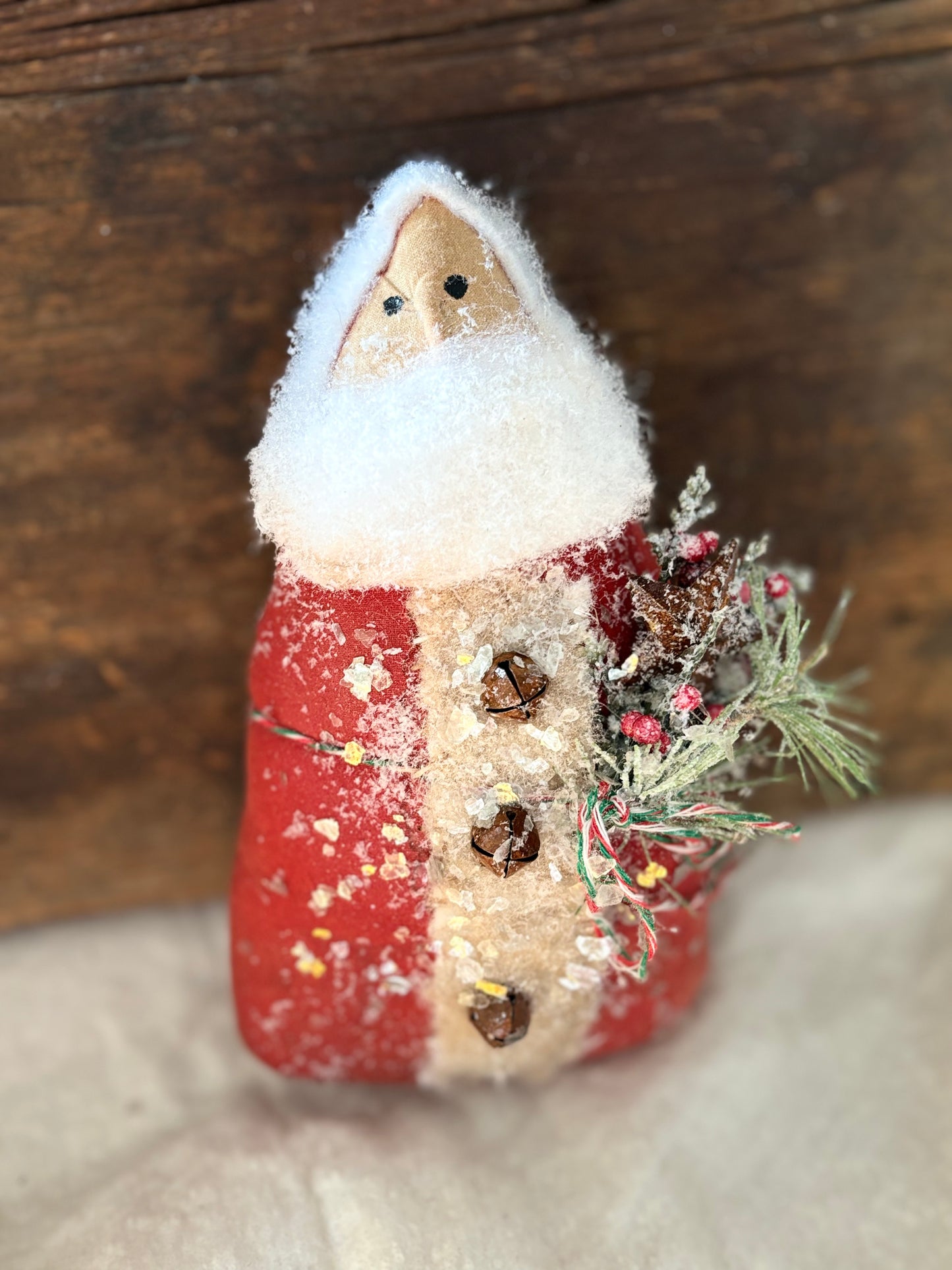 Primitive Santa Claus, Olde Saint Nick, Primitive Christmas Ornie, Handmade Primitive Folk Art, Christmas Folk Art Doll, Red Santa