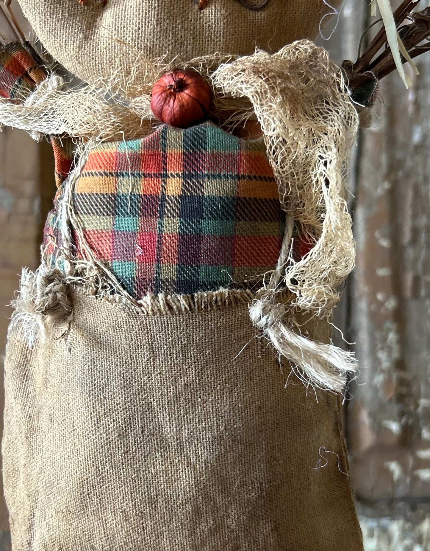 Primitive Handmade Pumpkin Scarecrow, Autumn Scarecrow Decor, Primitive Fall Scarecrow Doll, Burlap Scarecrow