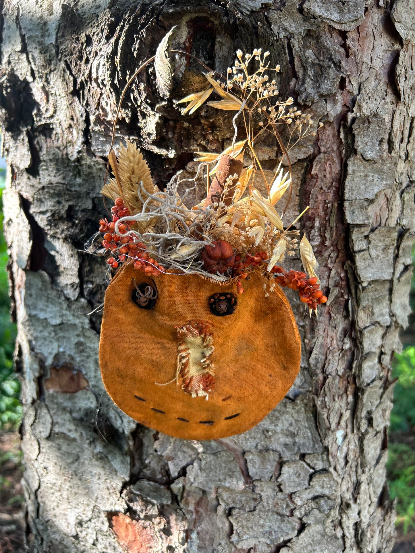 Primitive Pumpkin Ditty Bag ~Autumn Halloween  Wall Hanging, Peg Rail Hanger ~ Fall Autumn Floral Hanging, Jack O Lantern Hanging Wall Decor