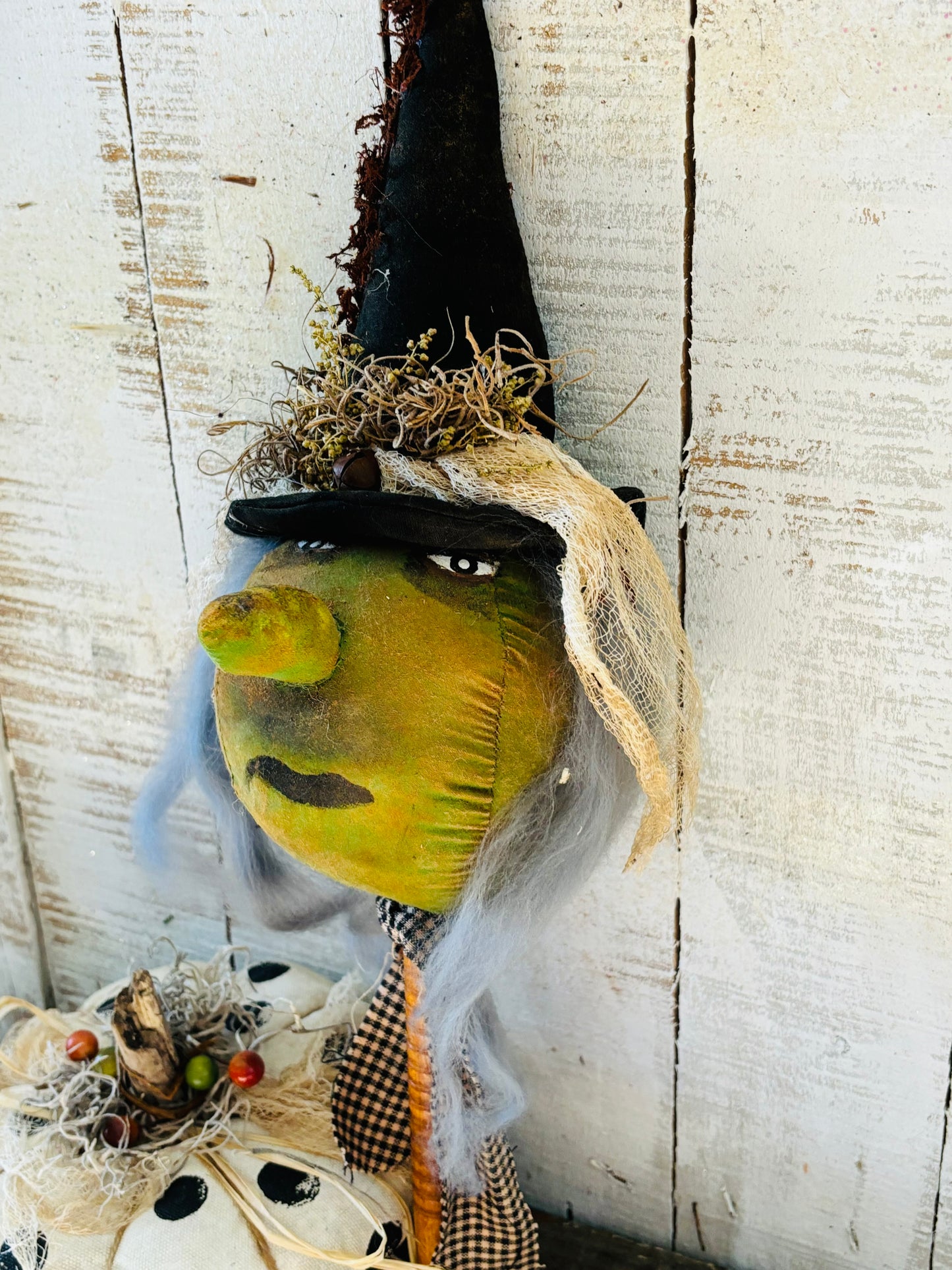 Primitive Halloween Folk Art Witch, Salem Halloween Witch Doll, Handmade Halloween Decor, Spooky Witch