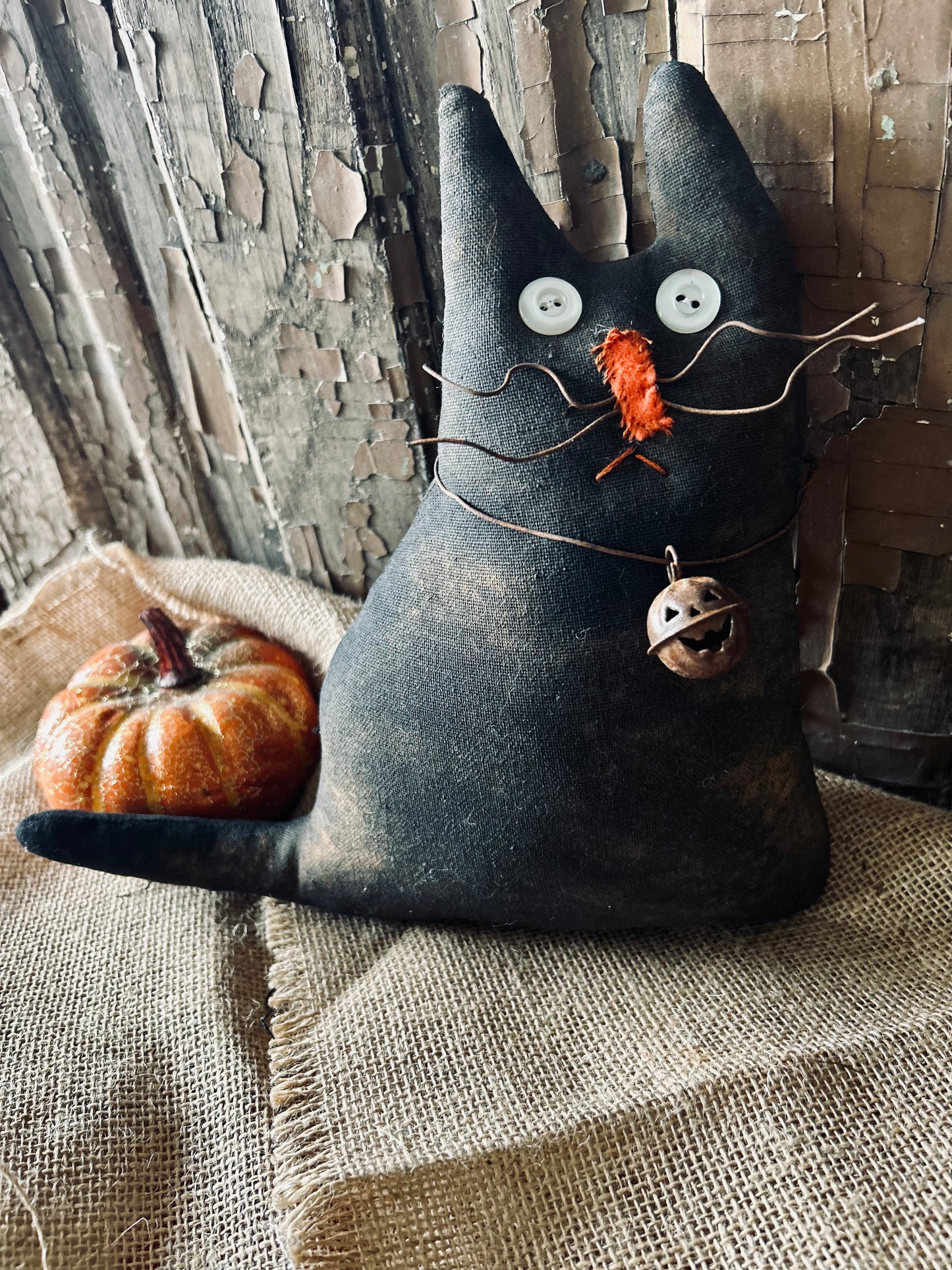 Primitive Black Cat~Primitive Halloween~Primitive Halloween Decor~Primitive Fall~Primitive Kitty