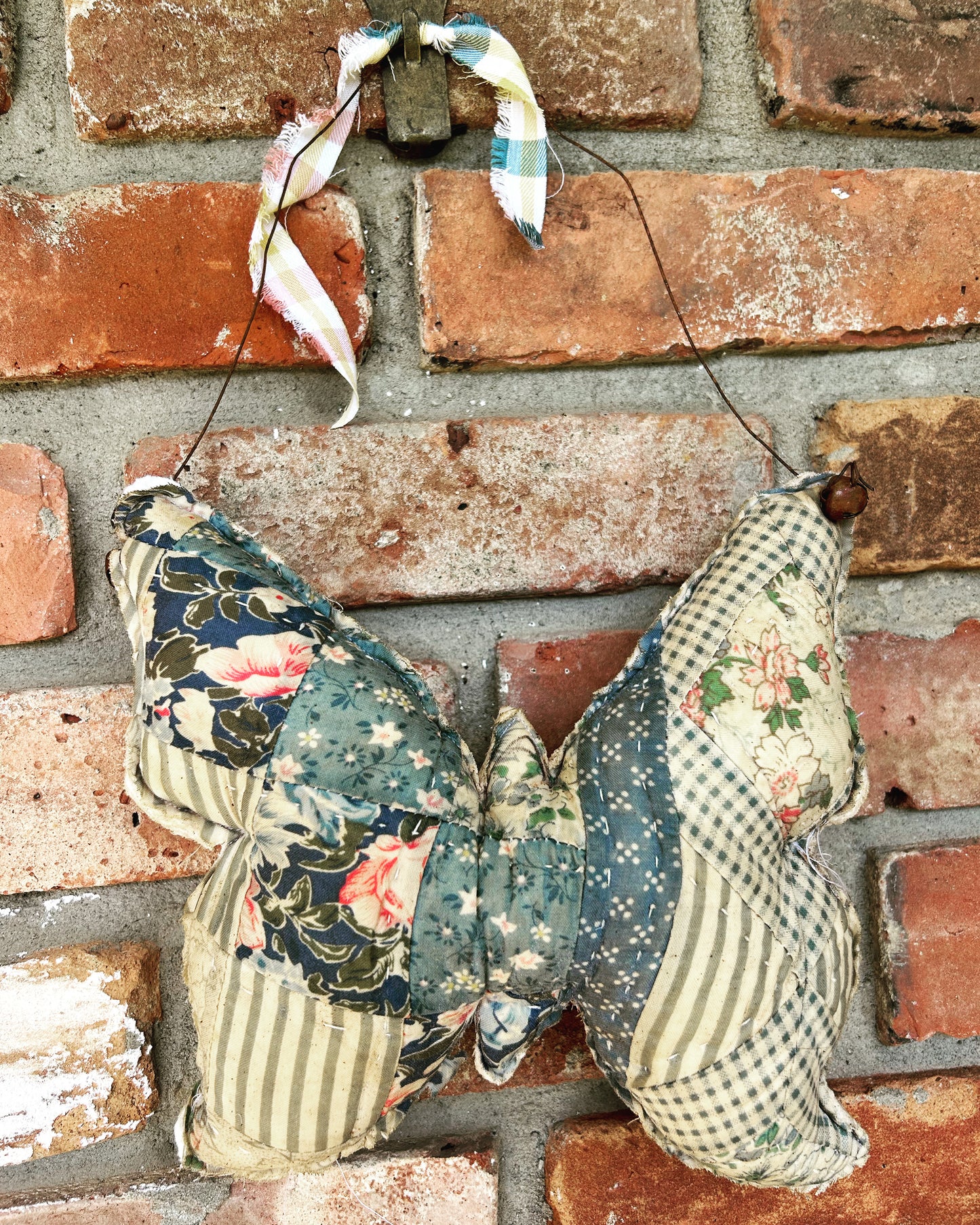 Primitive Antique Farmhouse Quilted Hanging Butterfly Decor, Spring Decor, Farmhouse Quilt Decor