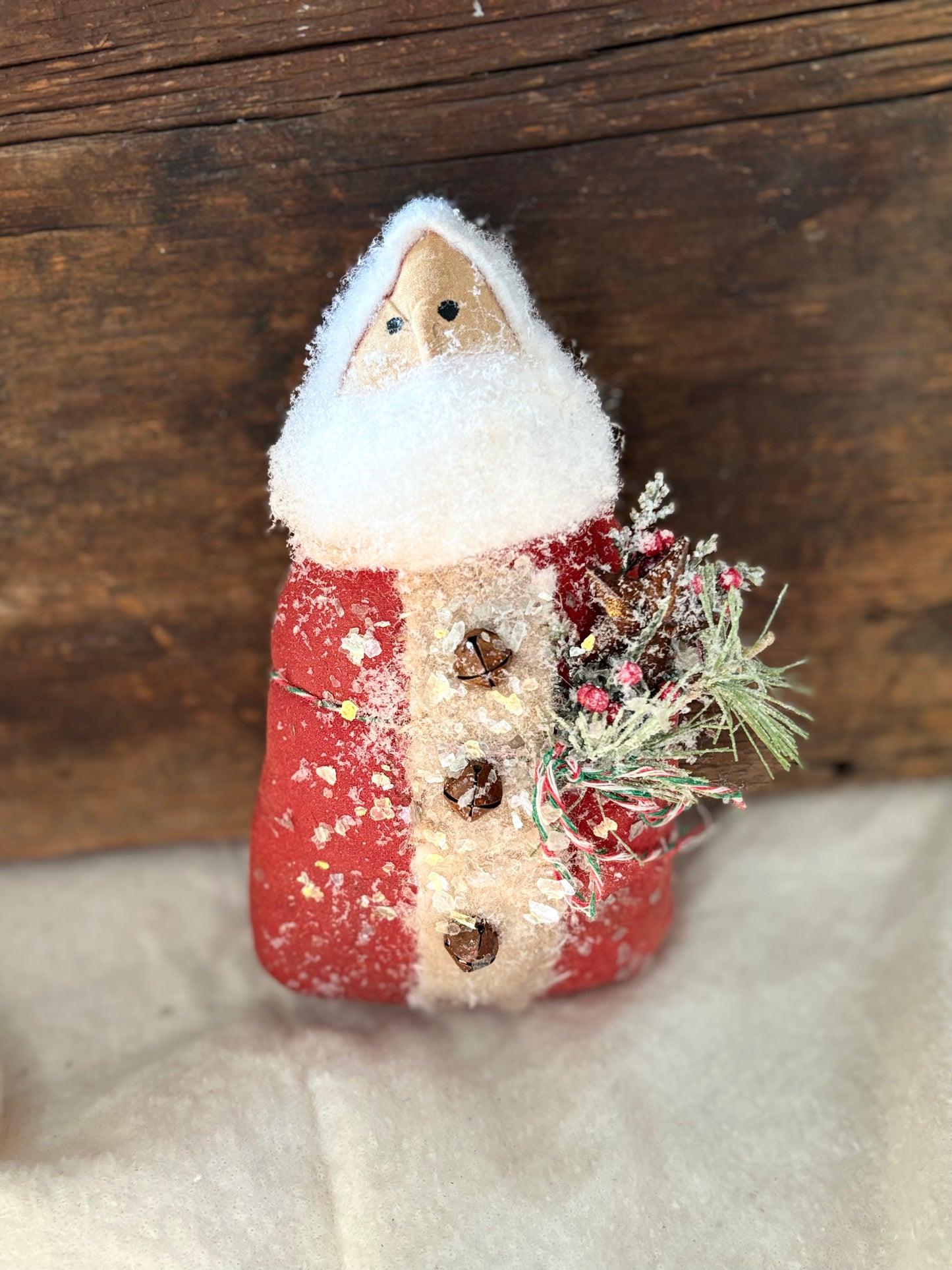 Primitive Santa Claus, Olde Saint Nick, Primitive Christmas Ornie, Handmade Primitive Folk Art, Christmas Folk Art Doll, Red Santa