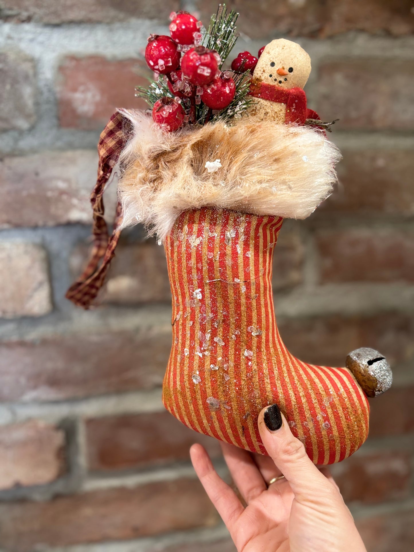 Primitive Christmas Santa Boot Ornament, Primitive Primitive Christmas Decor, Santa Boot Ornies, Snowman Ornies, Holiday Decor