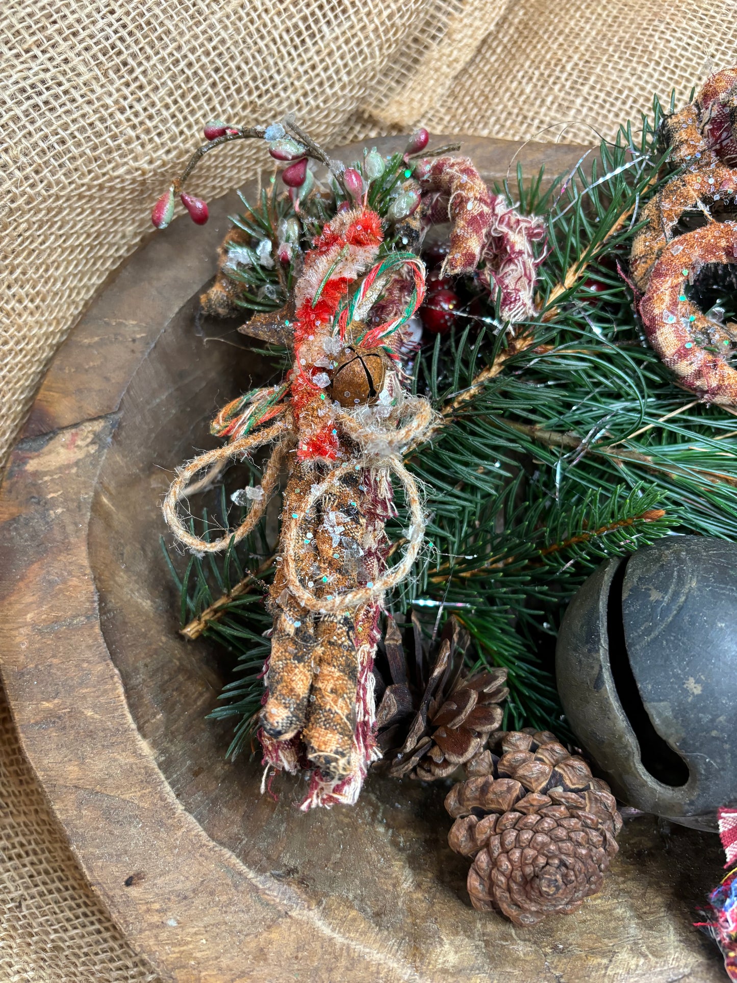 Primitive Homespun Candy Cane Bundles, Country Christmas Home Decor, Candy Cane Sets, Rustic Primitive Candy Canes, Christmas Wedding Decor