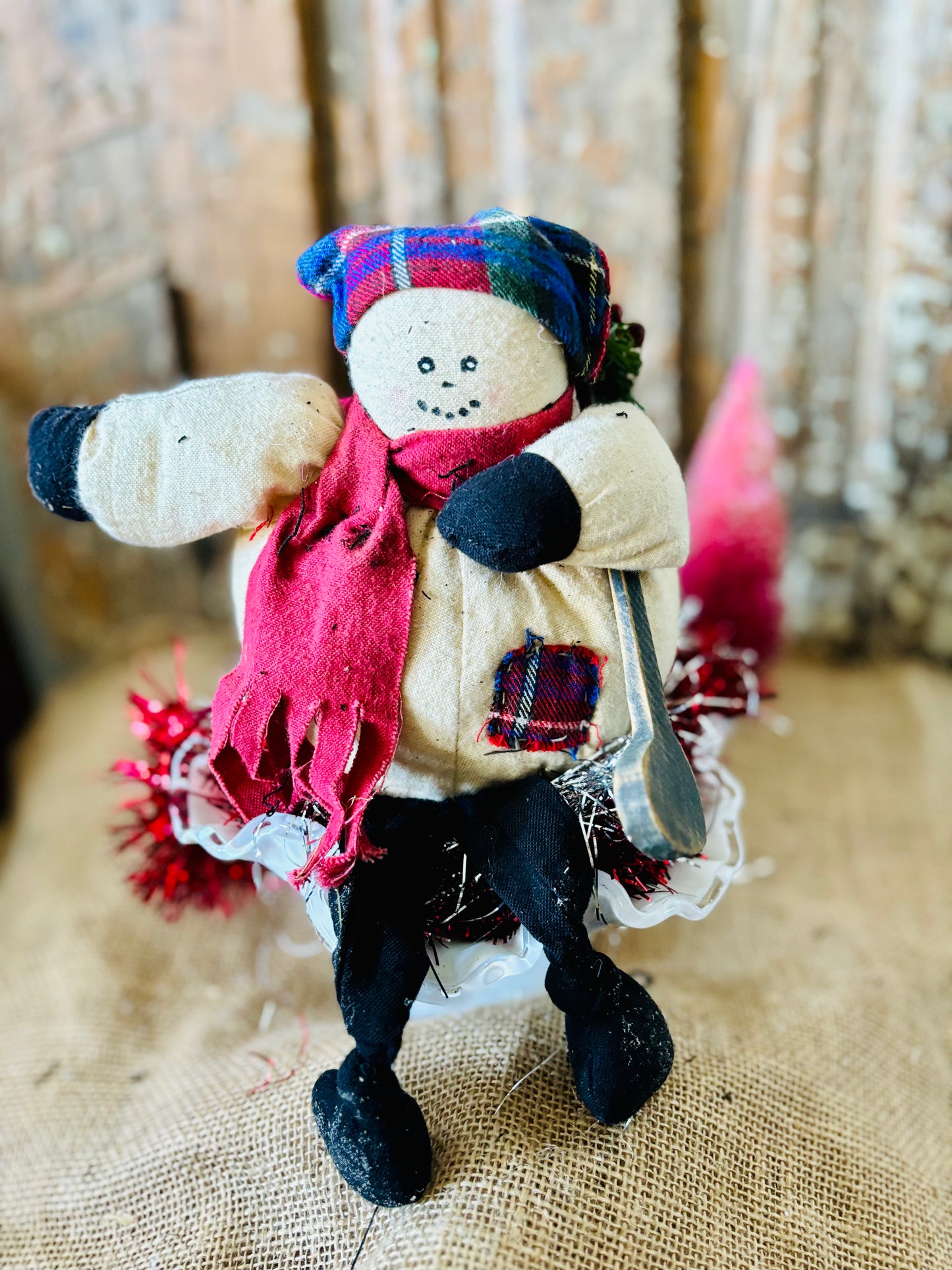 Primitive Winter Snowman Doll, Snowman Orinie, Snowmen, Snowmen Decor