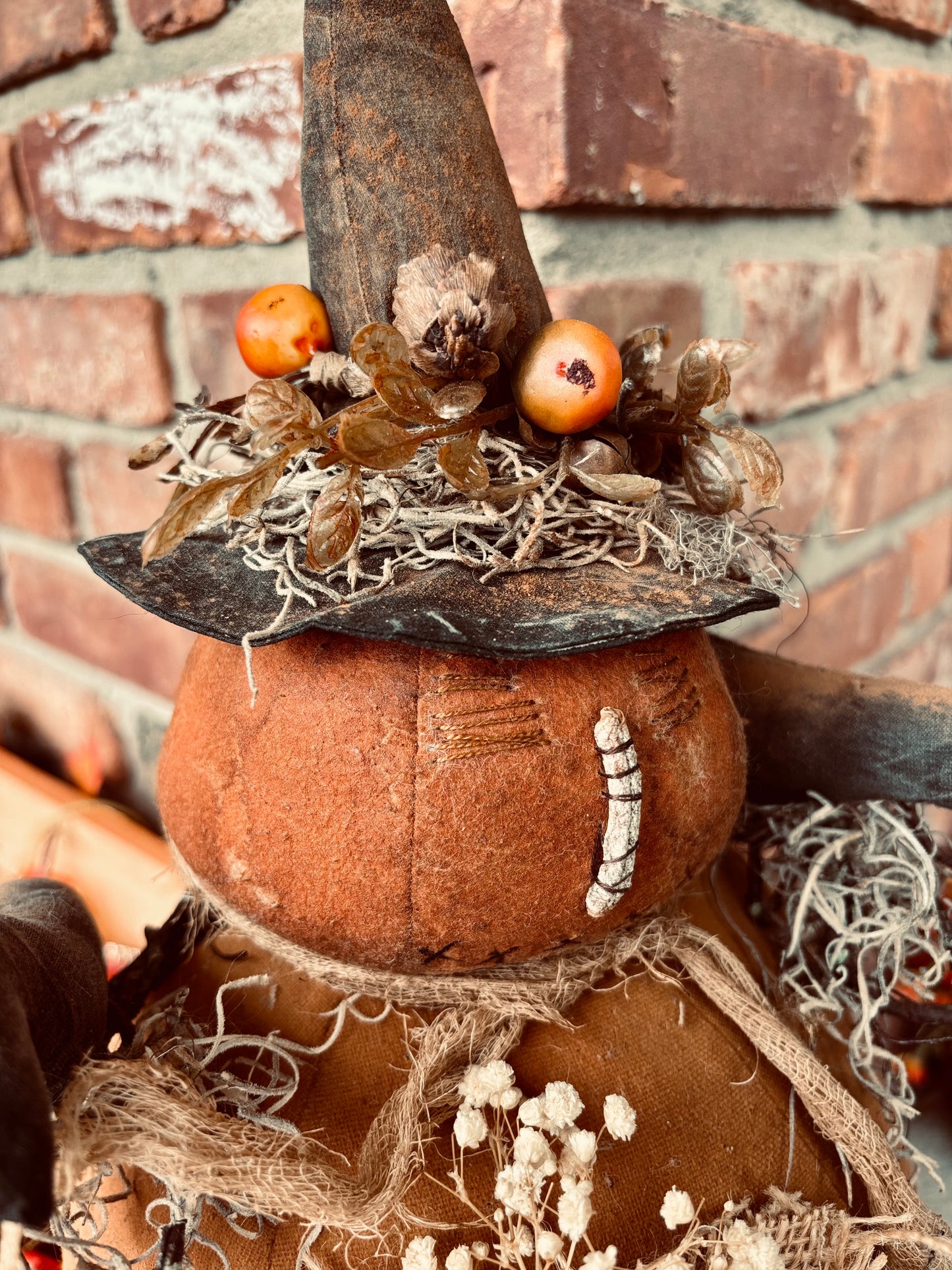 Primitive Folk Art Pumpkin Scarecrow Man, Primitive Fall Decor, Autumn Decor, Scarecrows, Folk Art Handmade