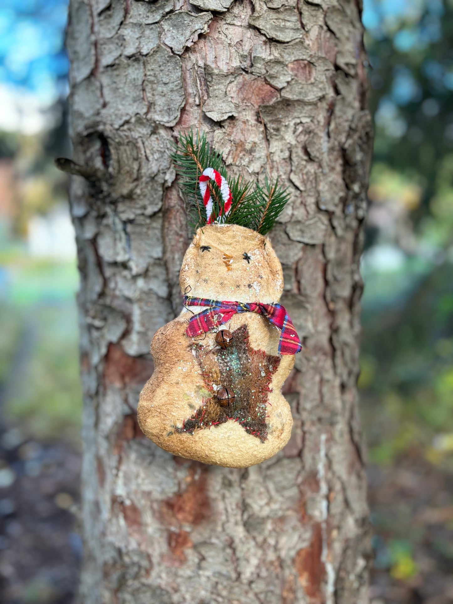 Primitive Winter Snowman Pocket Ornament, Primtive Handmade Snowman, Winter Snowmen, Hanging Snowman Decor, Spruce and Pine Snowman