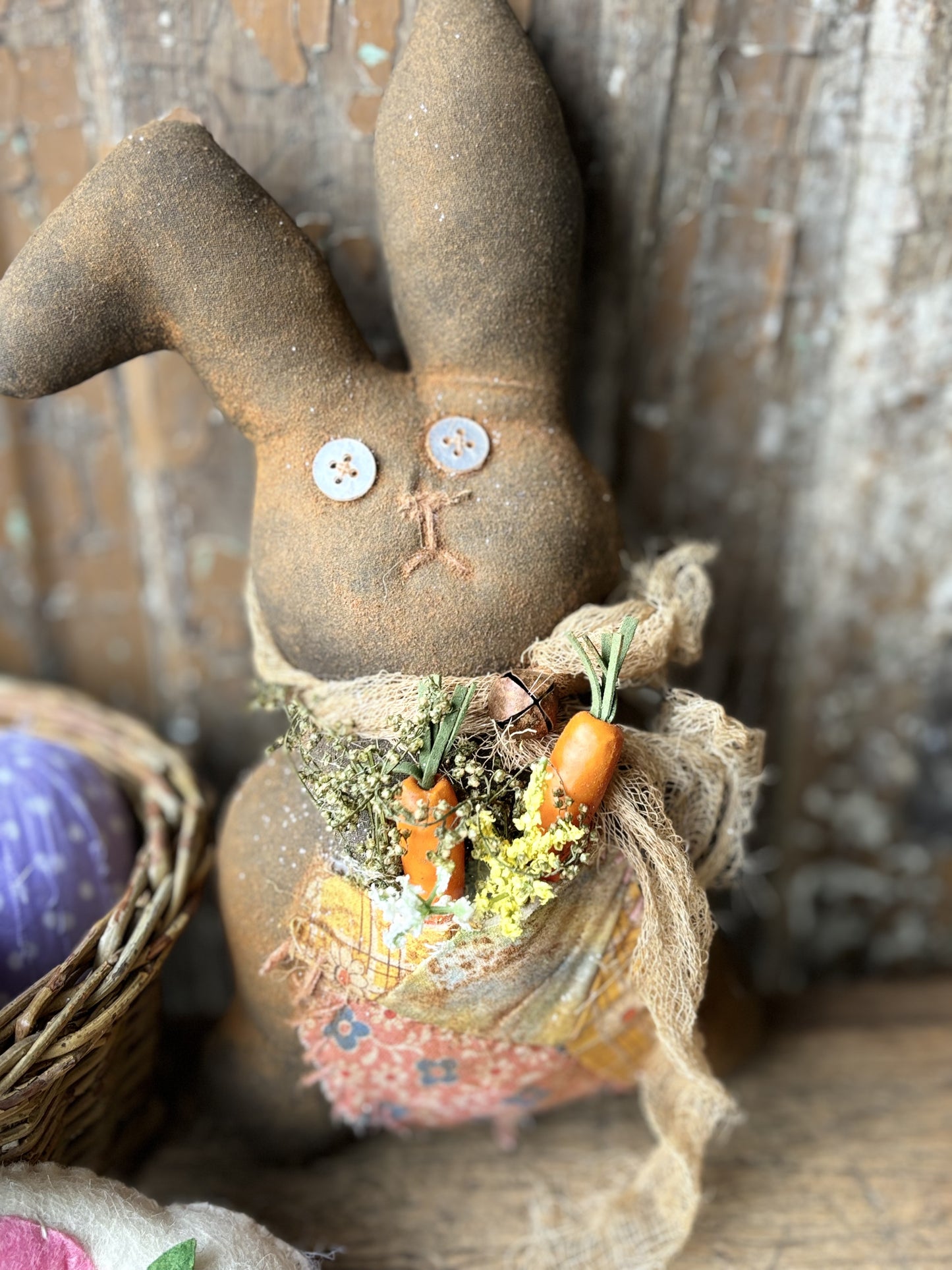 Primitive Chocolate Bunny~Primitive Easter Bunny~Primitive Easter Rabbit Doll~Primitive Spring~Primitive Garden~Primitive Decor~Farmhouse