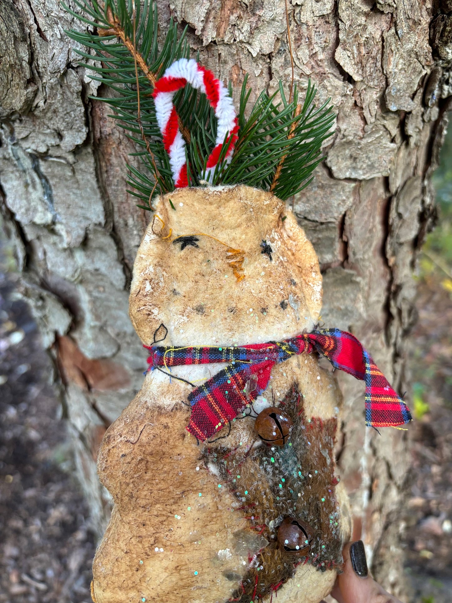 Primitive Winter Snowman Pocket Ornament, Primtive Handmade Snowman, Winter Snowmen, Hanging Snowman Decor, Spruce and Pine Snowman