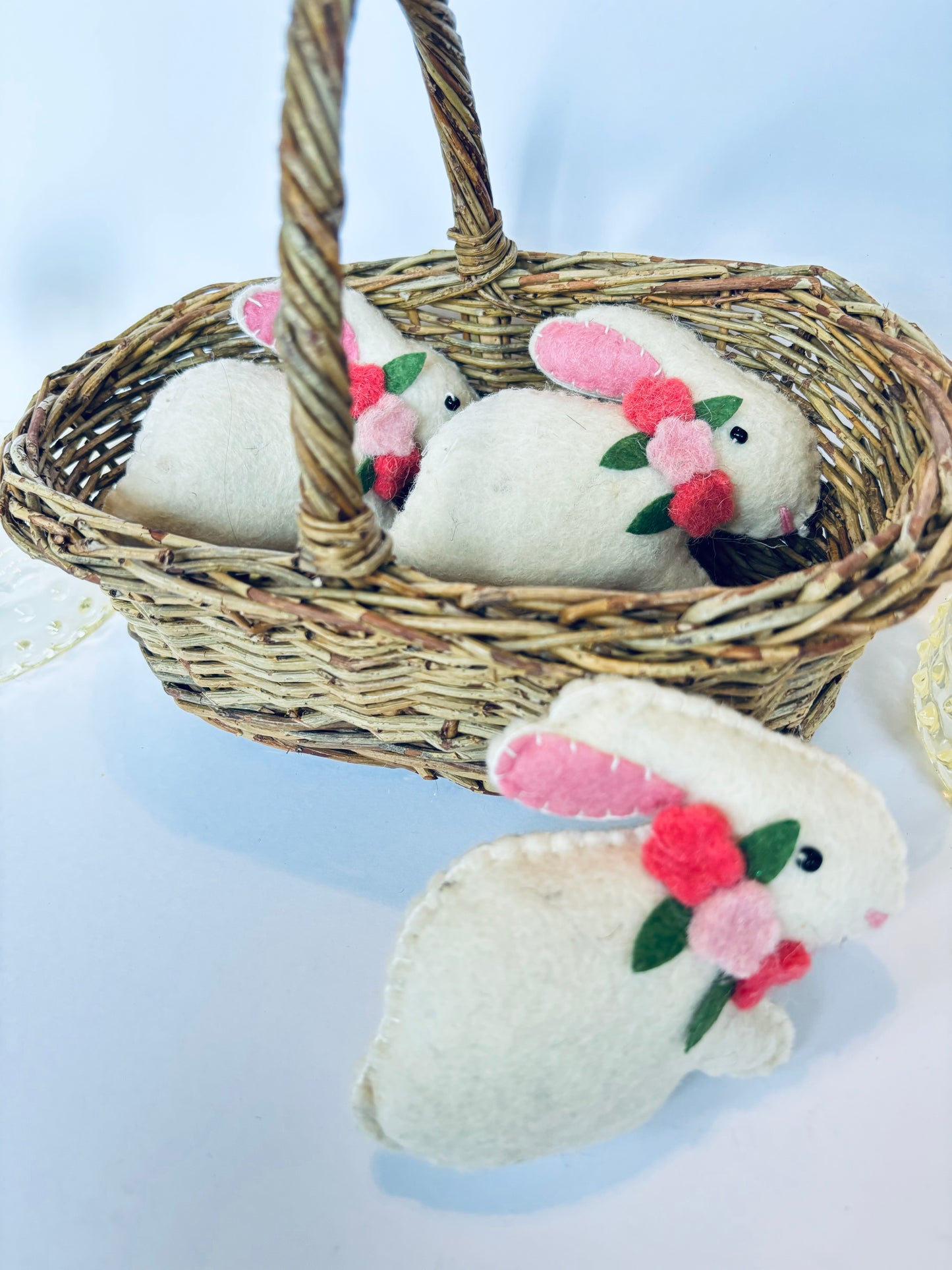 Wool Felt Easter Bunny, Bunny Bowl Fillers, Felt Bunny ,Felt Rabbit, Easter bunny, Hand Felted Sewn Bunnies