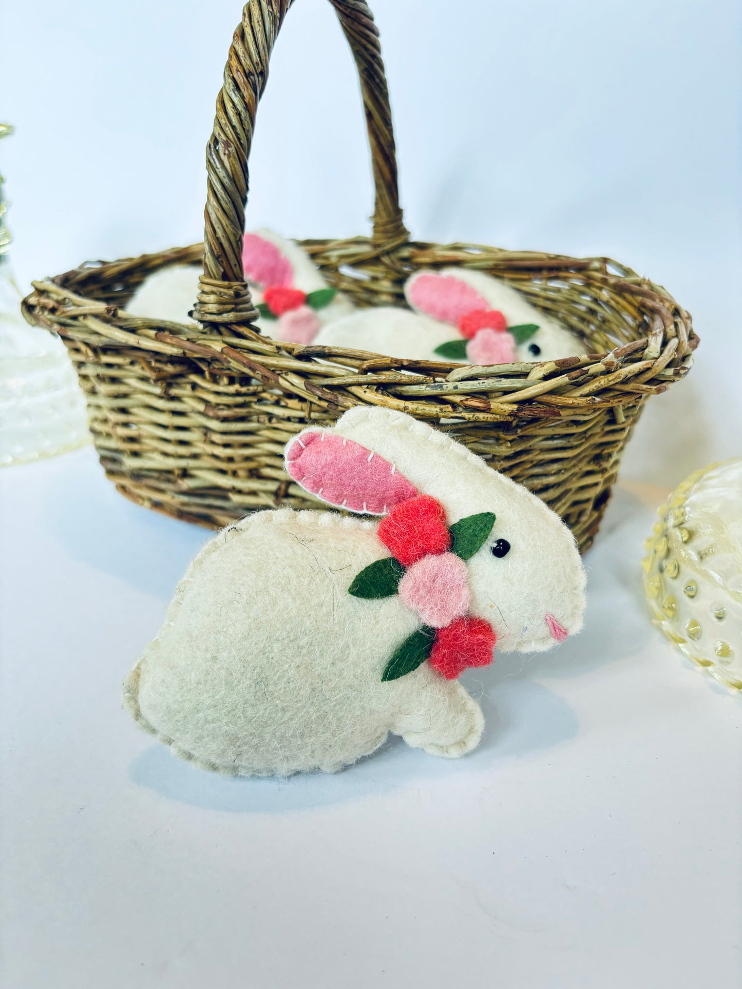 Wool Felt Easter Bunny, Bunny Bowl Fillers, Felt Bunny ,Felt Rabbit, Easter bunny, Hand Felted Sewn Bunnies