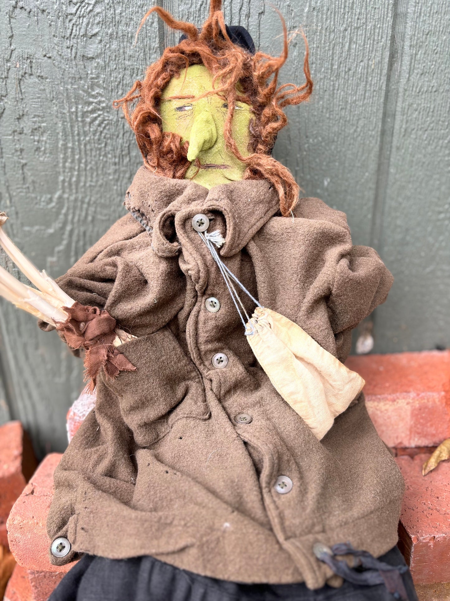 Primitive Halloween Old Witch, Old Hag Doll, Wicked Witch, Primitive Folk Art Doll, Early American Witch Doll