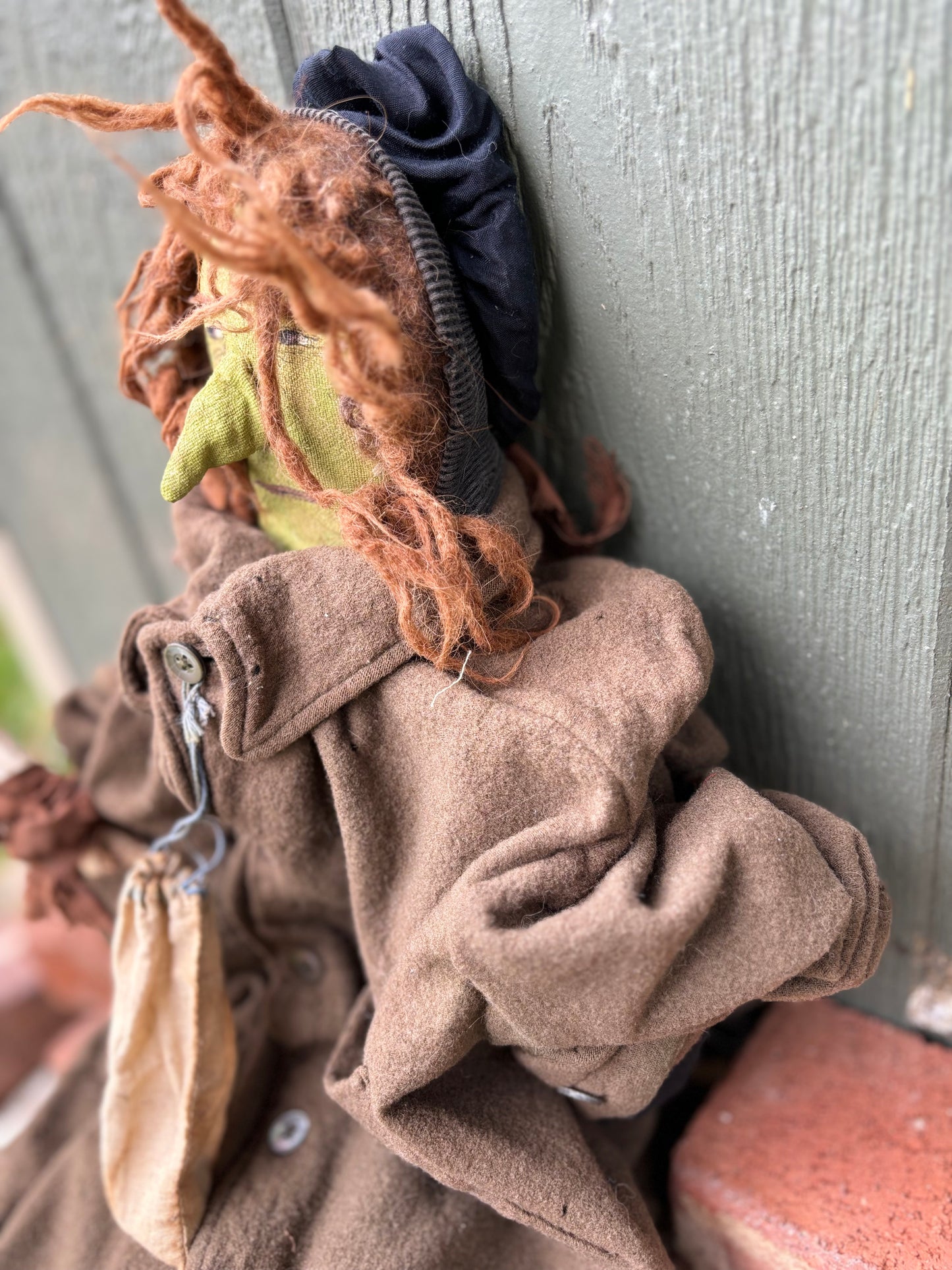 Primitive Halloween Old Witch, Old Hag Doll, Wicked Witch, Primitive Folk Art Doll, Early American Witch Doll