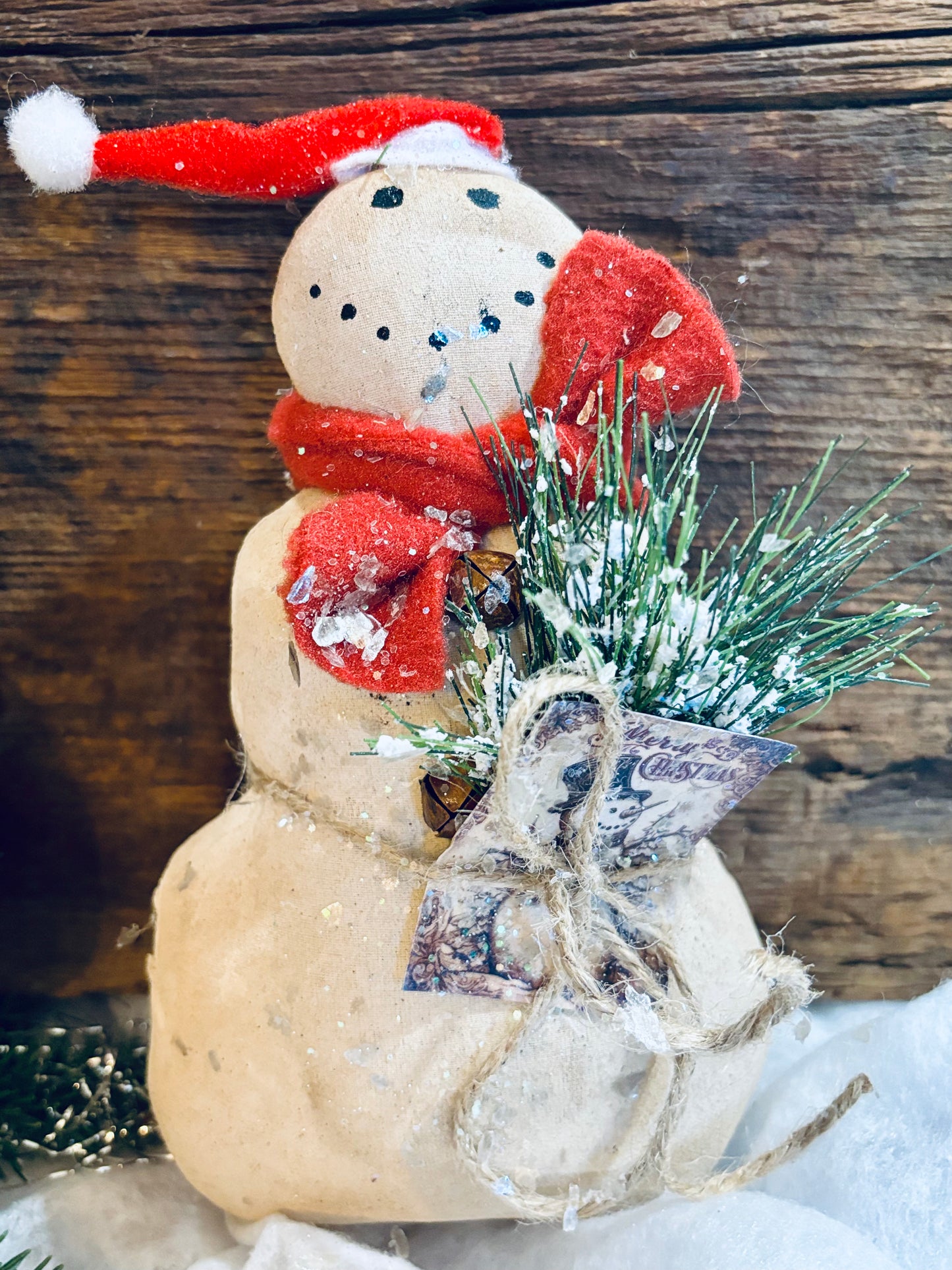 Primitive Christmas Winter Snowman, Snowman Ornie, Rustic Christmas Decor, Handmade Snowman, Christmas Winter Bowl Fillers